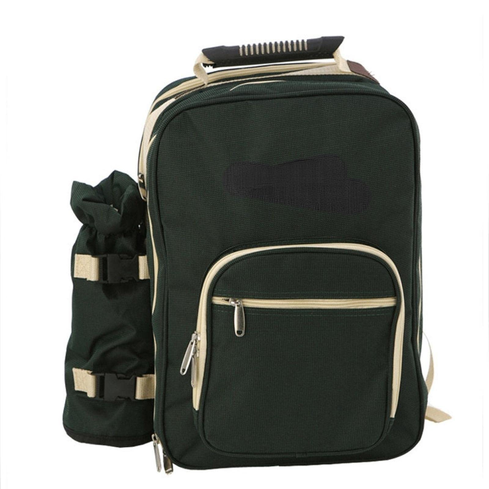 Portable 4-Person Picnic Backpack with Tableware Set - Outdoor Camping, Hiking, BBQ & Lunch Bag - Green Rucksack for Picnics, Beach Trips & Family Outings