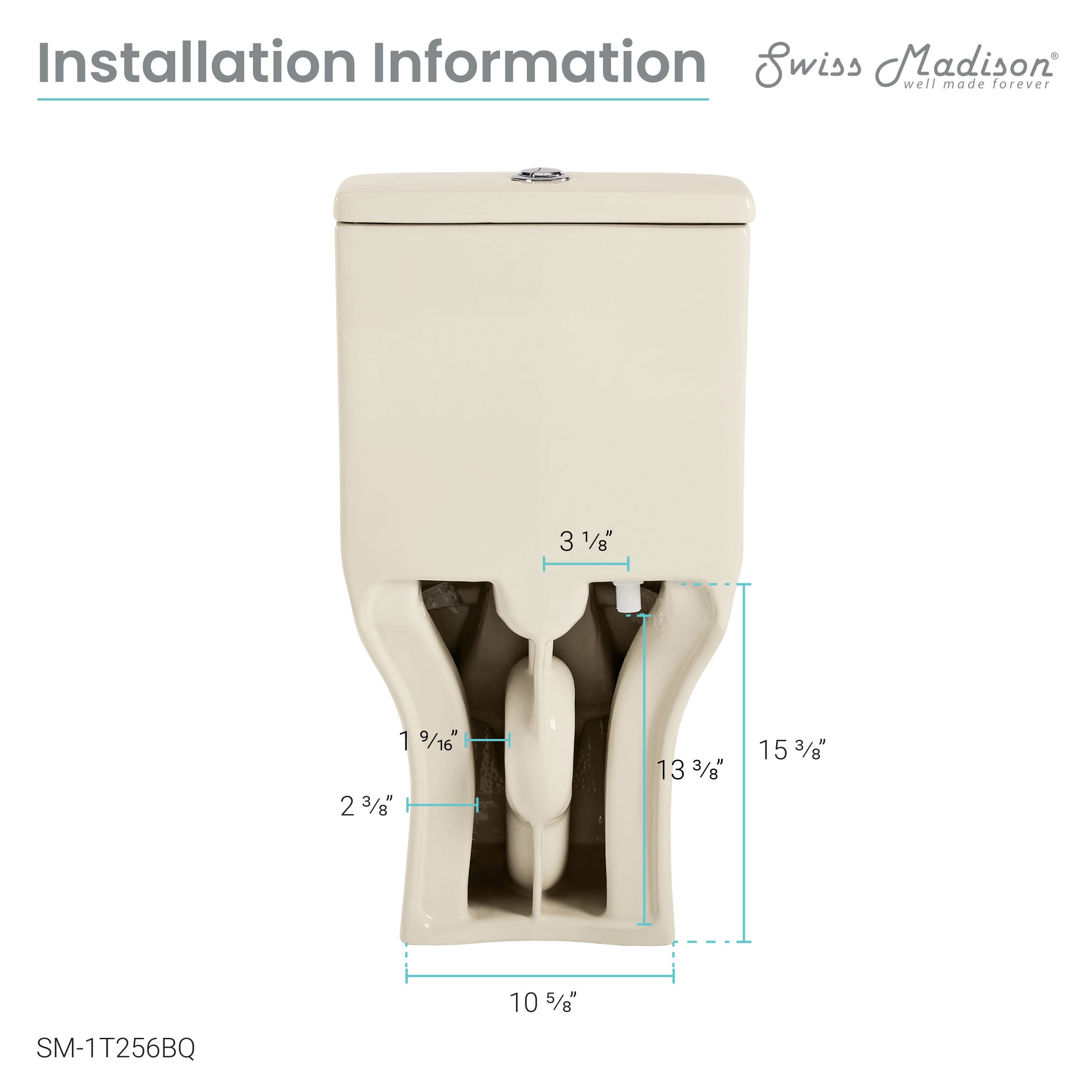 Swiss Madison SM-1T256 Carre Modern One-Piece Square Toilet - Dual Flush 1.1/1.6 GPF - Compact Bathroom Toilet in Bisque | Perfect for Small Bathrooms & Contemporary Home Decor