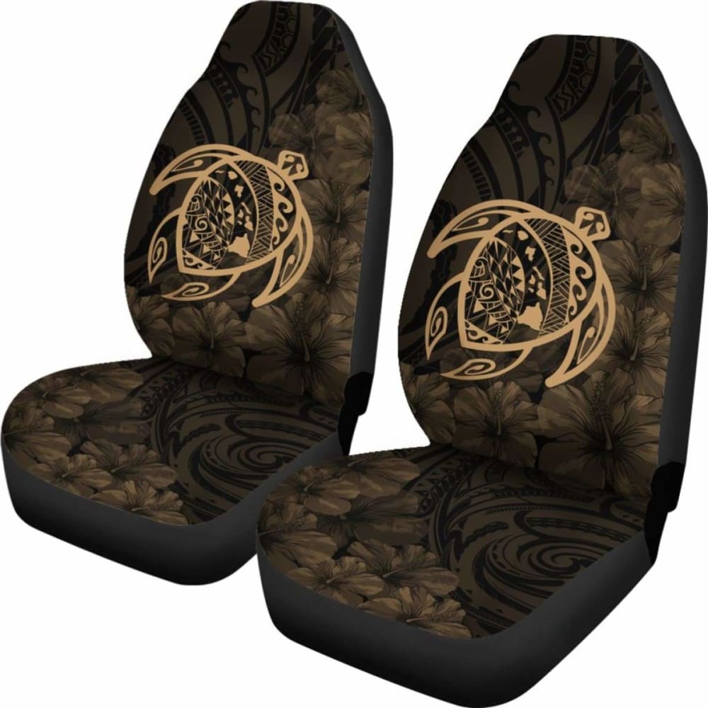 Premium Alohawaii Car Seat Covers - Hawaii Turtle Map & Hibiscus Poly Gold Design - Waterproof & Durable for Cars, Trucks & SUVs - Perfect for Beach Trips, Summer Travel & Hawaiian-Themed Decor