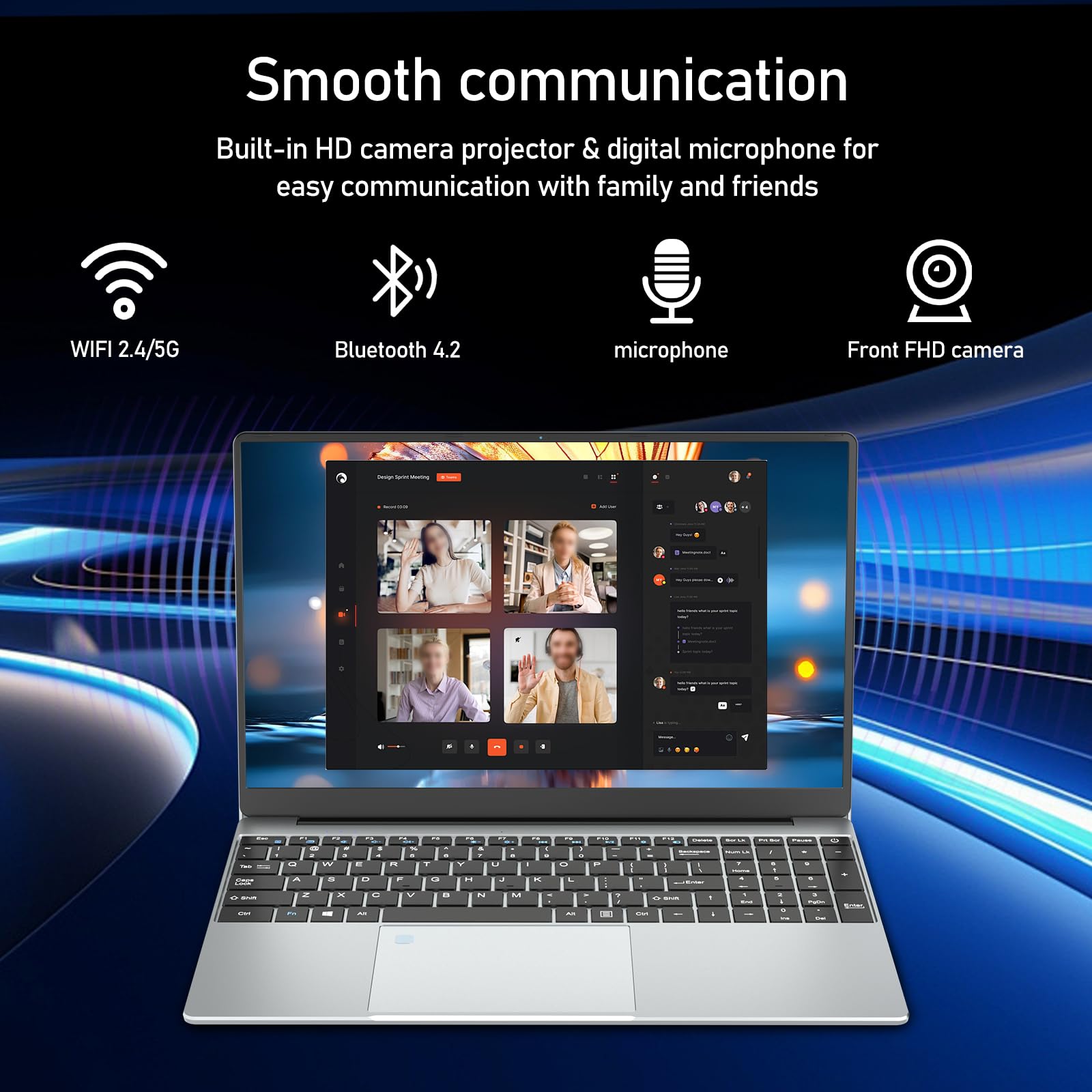 15.6 Inch Gaming Laptop with Celeron N5095 Processor, 16GB RAM, 512GB SSD, FHD 1920x1080 Display, 180° Hinge, Fingerprint Unlock & Backlit Keyboard - Perfect for Gaming, Work & Study