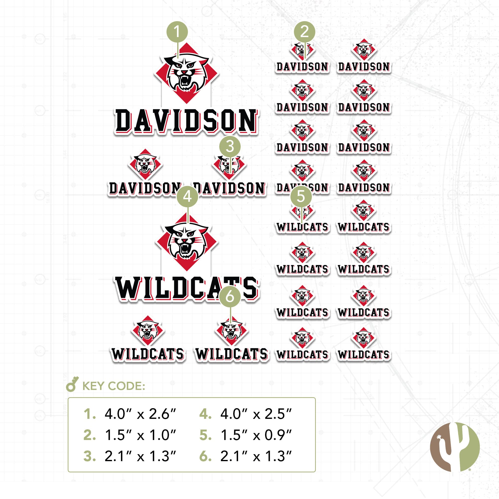 Davidson College Wildcats Vinyl Decals - Desert Cactus Stickers for Laptop, Water Bottle, Car & Scrapbook | Durable T1 Decal | Perfect for School Spirit, College Gifts & Fan Accessories