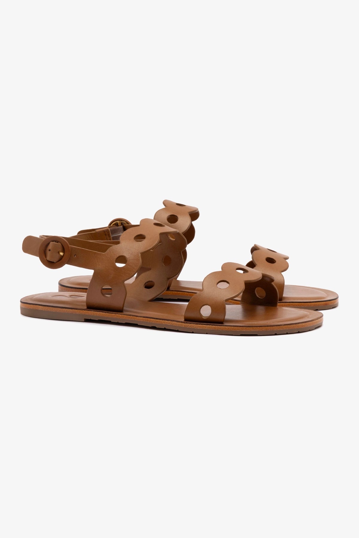 Florence Flat Sandal in Light Caramel Leather - Women's Comfortable Casual Sandals for Summer, Beach & Vacation Wear