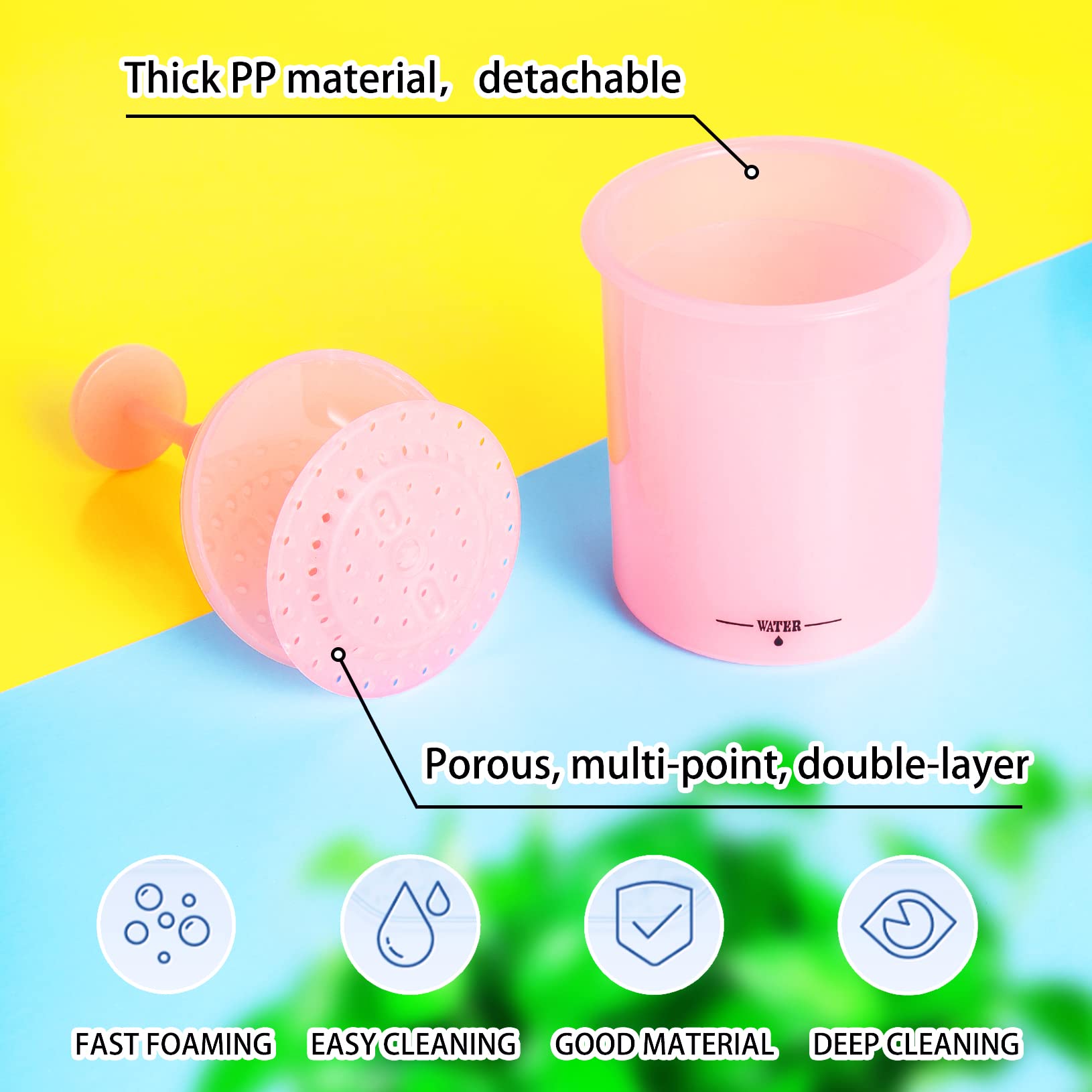 2Pcs Facial Cleansing Foam Maker - Deep Pore Cleanse & Exfoliate for Soft Skin, Travel & Home Use (Pink & White) | Perfect for Daily Skincare Routine & Spa Days