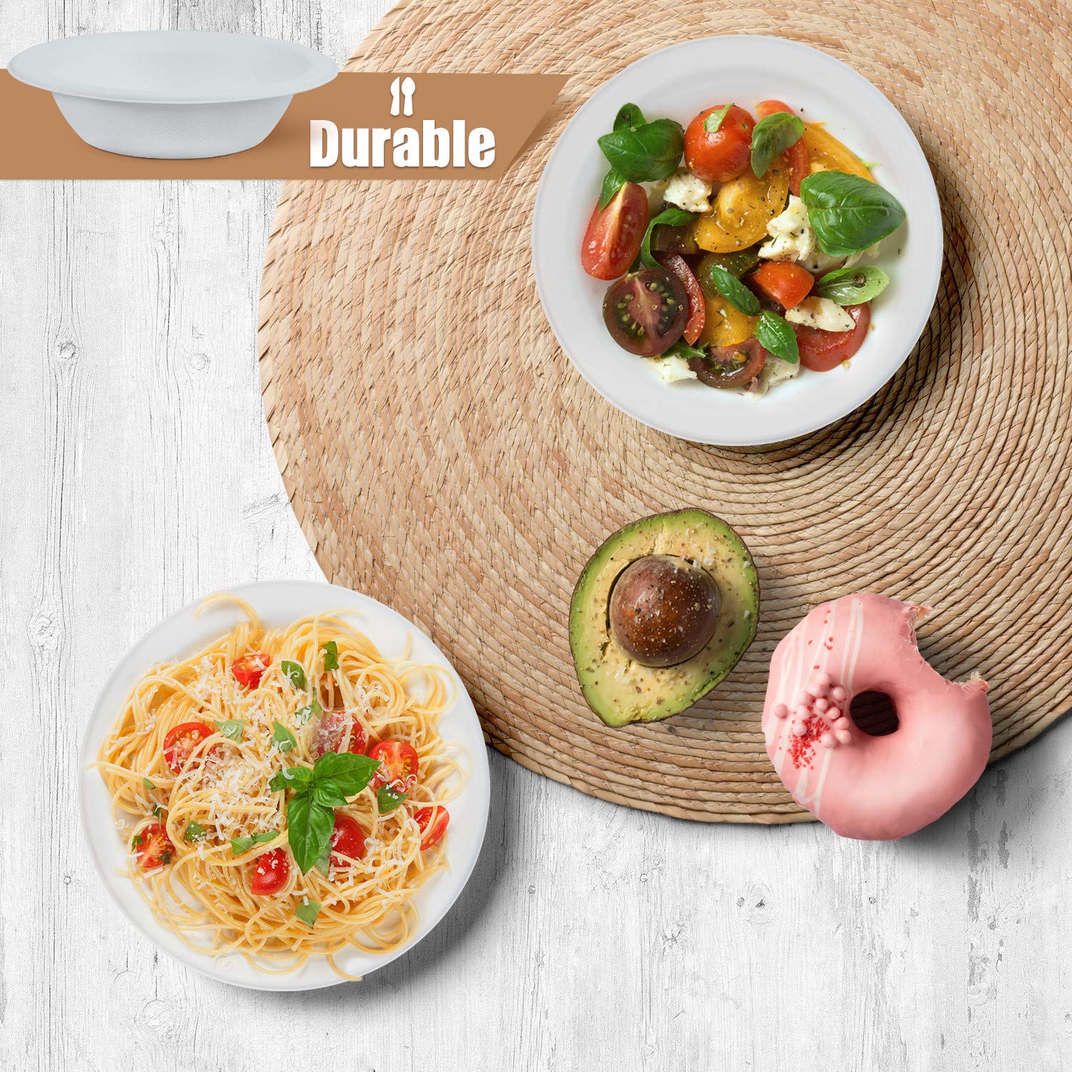 12 oz Compostable Bowls (1000 Count) - Eco-Friendly Disposable Tableware Made from Natural Sugarcane Fiber - Perfect for Parties, Picnics & Everyday Use