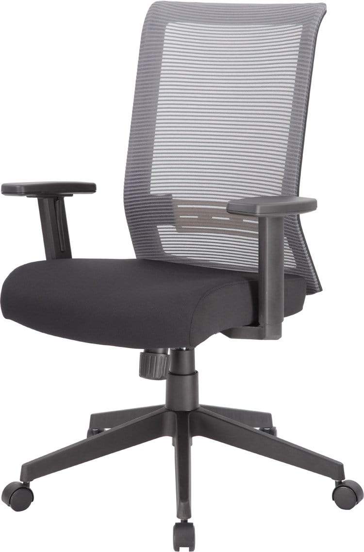 Ergonomic Boss Mesh Task Chair in Grey - Adjustable Height Office Chair with Lumbar Support [B6566GY BK] for Home Office, Conference Room & Workspace