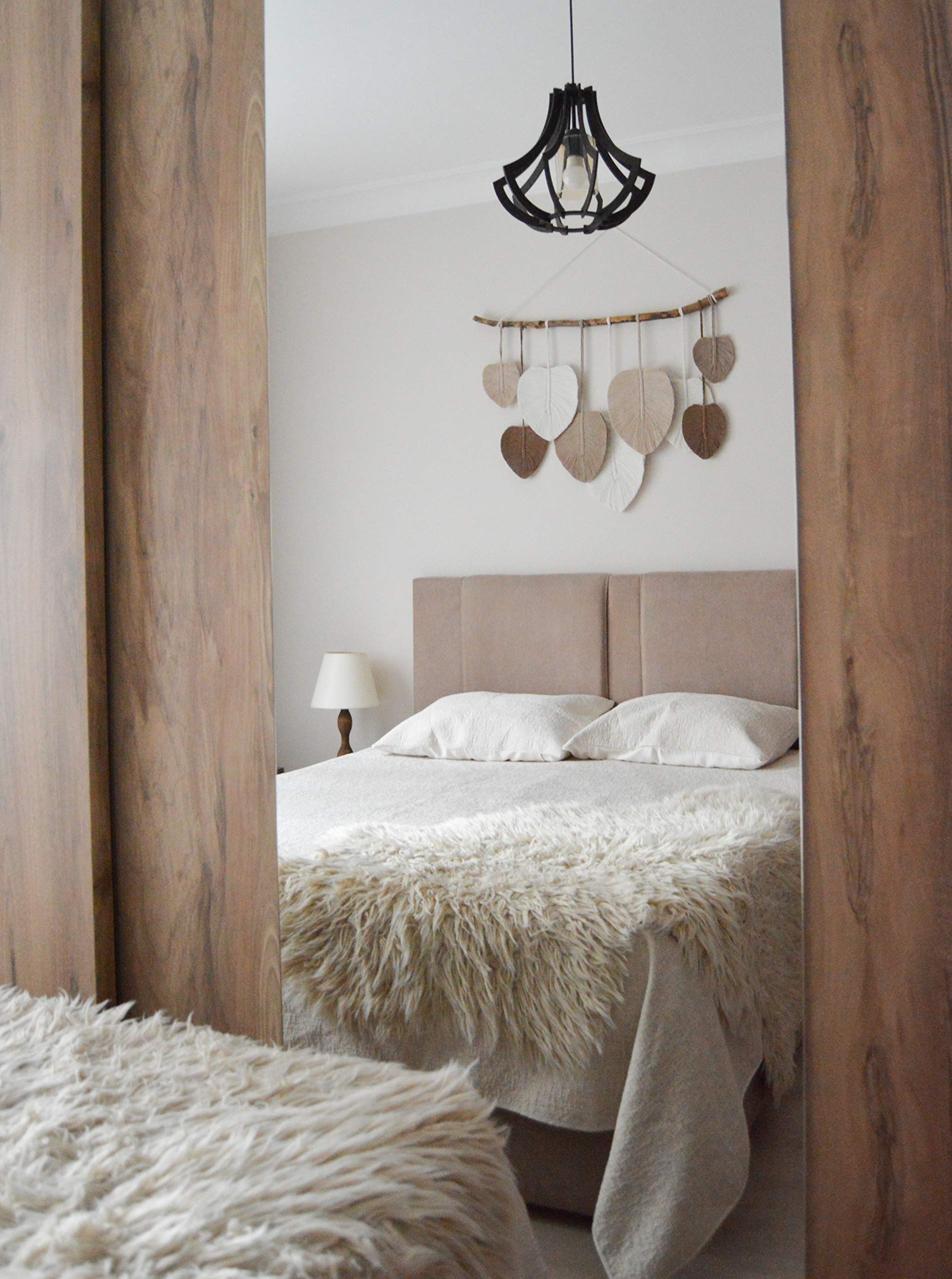 Handmade Boho Macrame Feather Wall Hanging - Large Woven Yarn Tapestry for Bedroom, Dorm & Living Room Decor | Bohemian Wall Art & Aesthetic Home Decor | Perfect for Bedroom Accent Wall, Cozy Living Spaces & Meditation Rooms