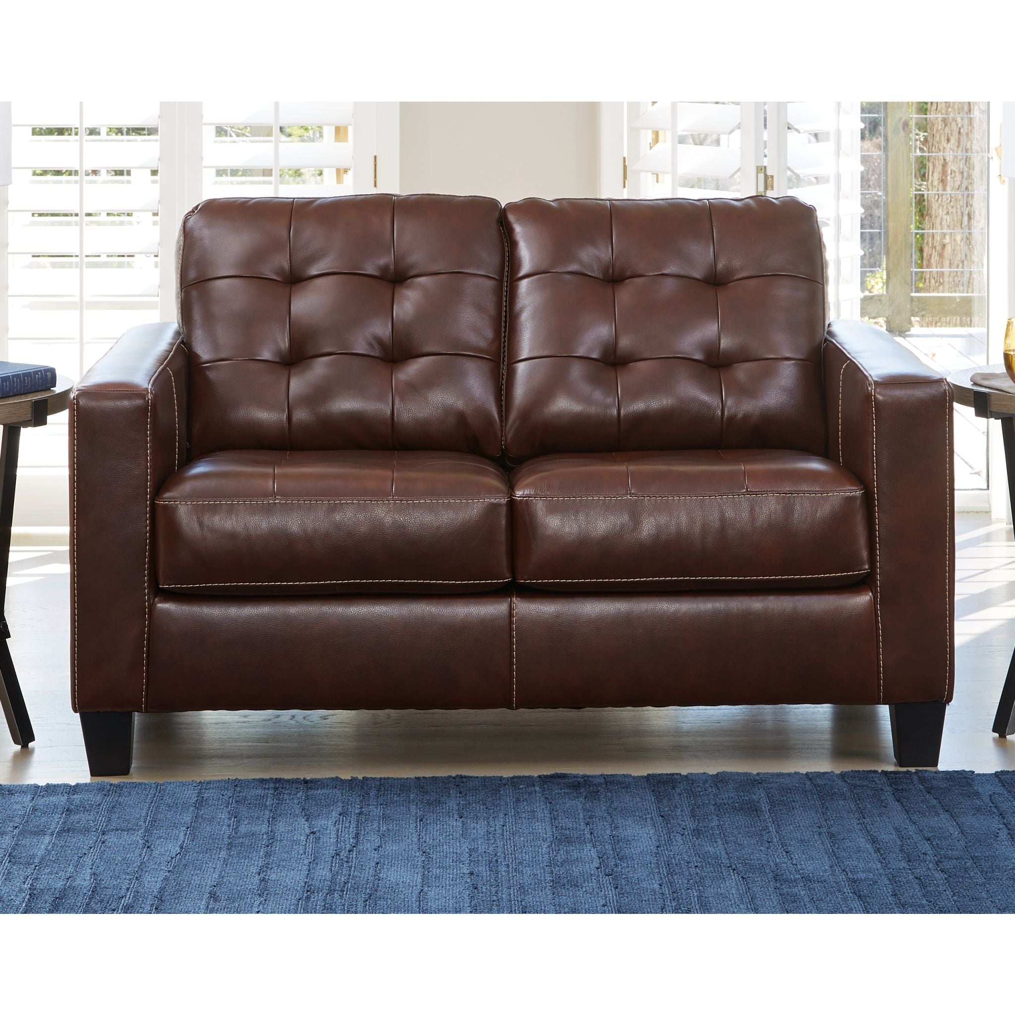 Altonbury Loveseat in Walnut Finish - Stylish and Compact Sofa for Small Spaces, Living Rooms, Apartments & Cozy Home Decor