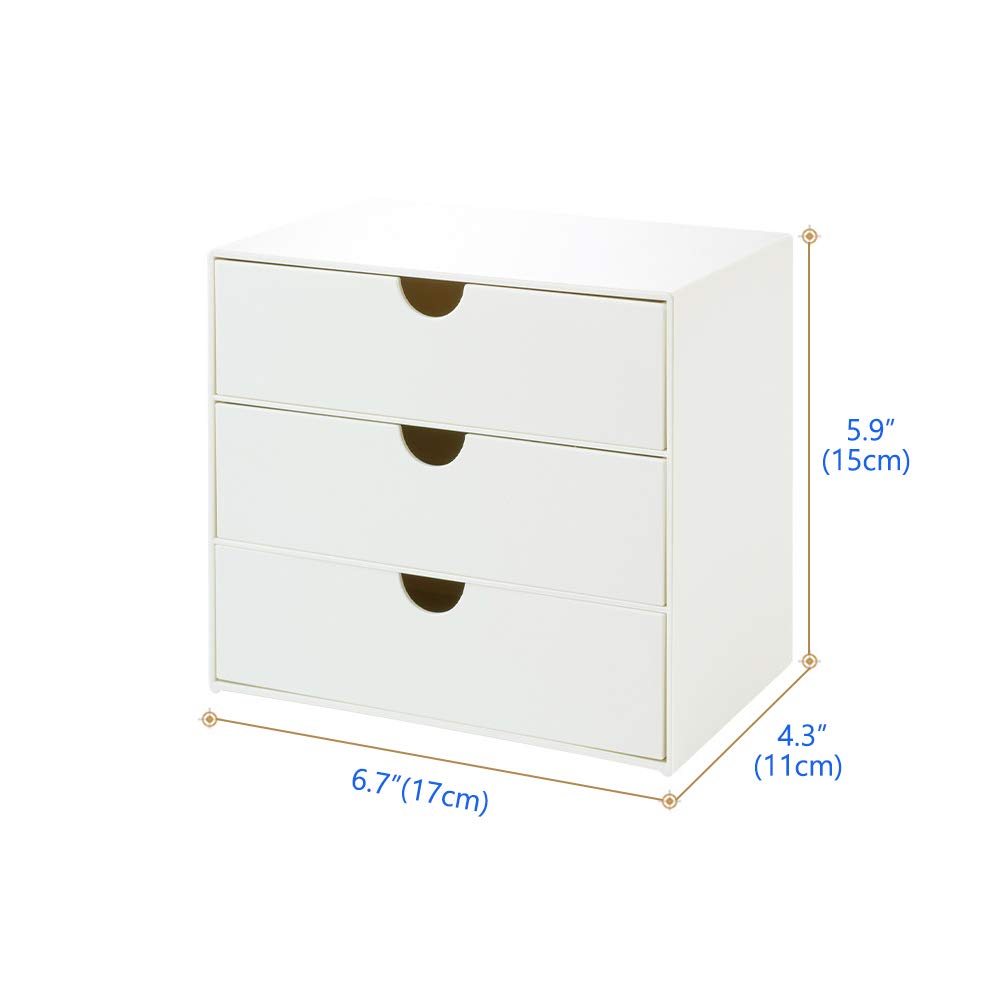 3-Drawer Vanity Organizer - Compact Storage Drawer Set for Cosmetics, Makeup, Jewelry & Office Supplies | Perfect for Bathroom Countertop, Dorm Room, Desk & Vanity Organization | Space-Saving Mini Size