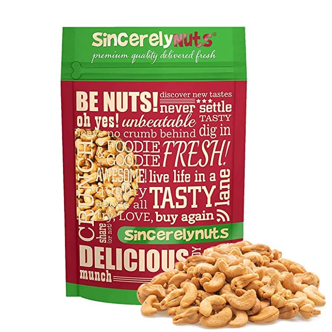 Sincerely Nuts – Roasted & Salted Whole Cashews | 1 lb Bag | Kosher Certified Vegan Snack | High in Protein, Vitamins & Minerals | Perfect for Healthy Snacking, Baking & Gourmet Cooking