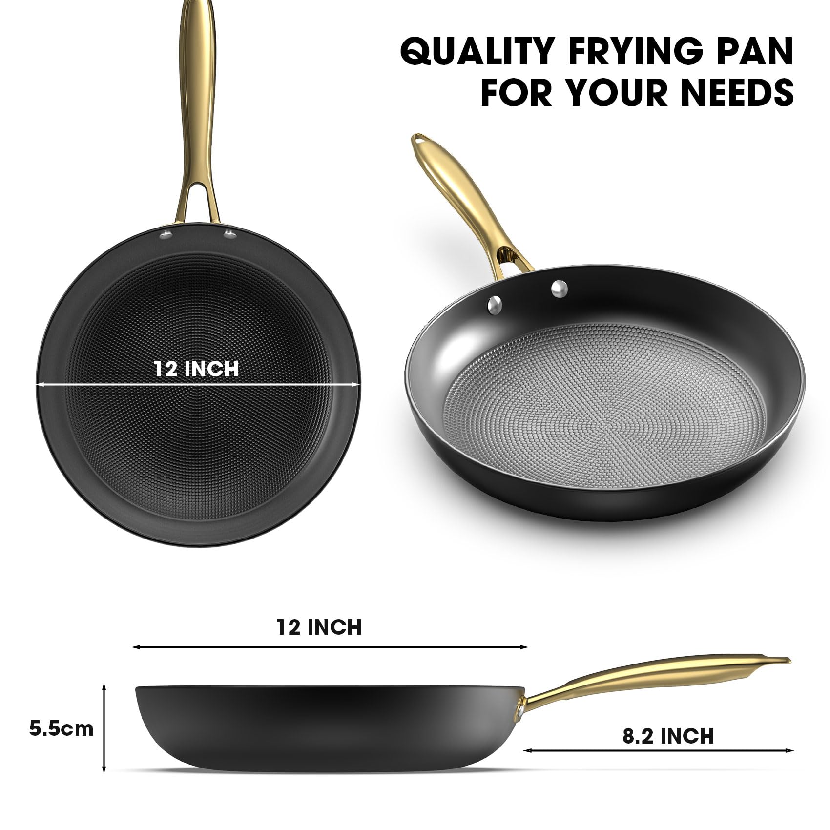 **Imarku 12 Inch Cast Iron Skillet - Professional Non Stick Frying Pan with Stay Cool Handle, Durable & Easy to Clean - Perfect for Searing, Baking & Camping - Ideal Holiday Gift for Home Chefs**