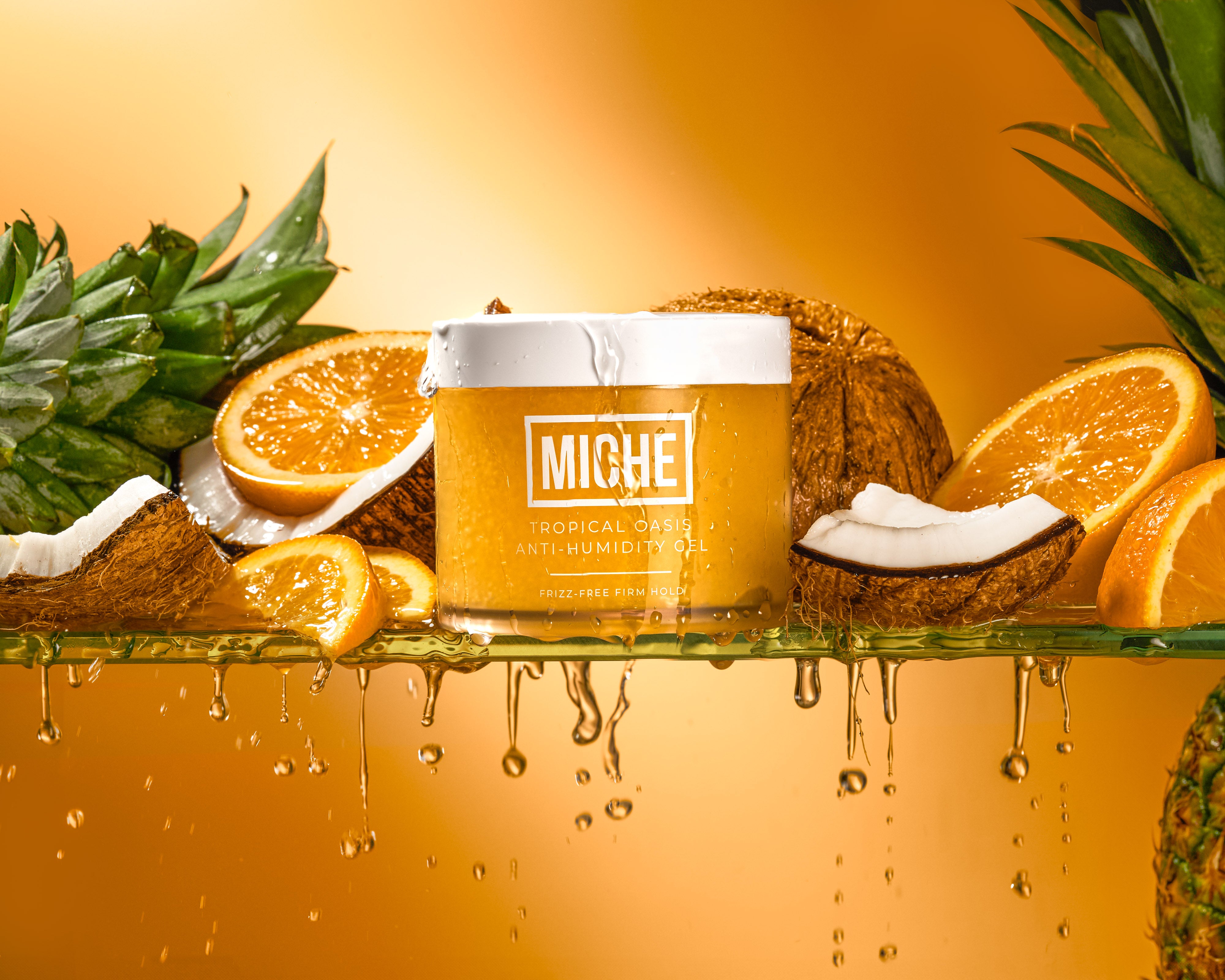Tropical Oasis Anti-Humidity Firm Hold Hair Gel for Men & Women - Strong Styling, Frizz Control, All-Day Hold for Curly, Wavy & Straight Hair - Perfect for Beach, Gym & Outdoor Activities