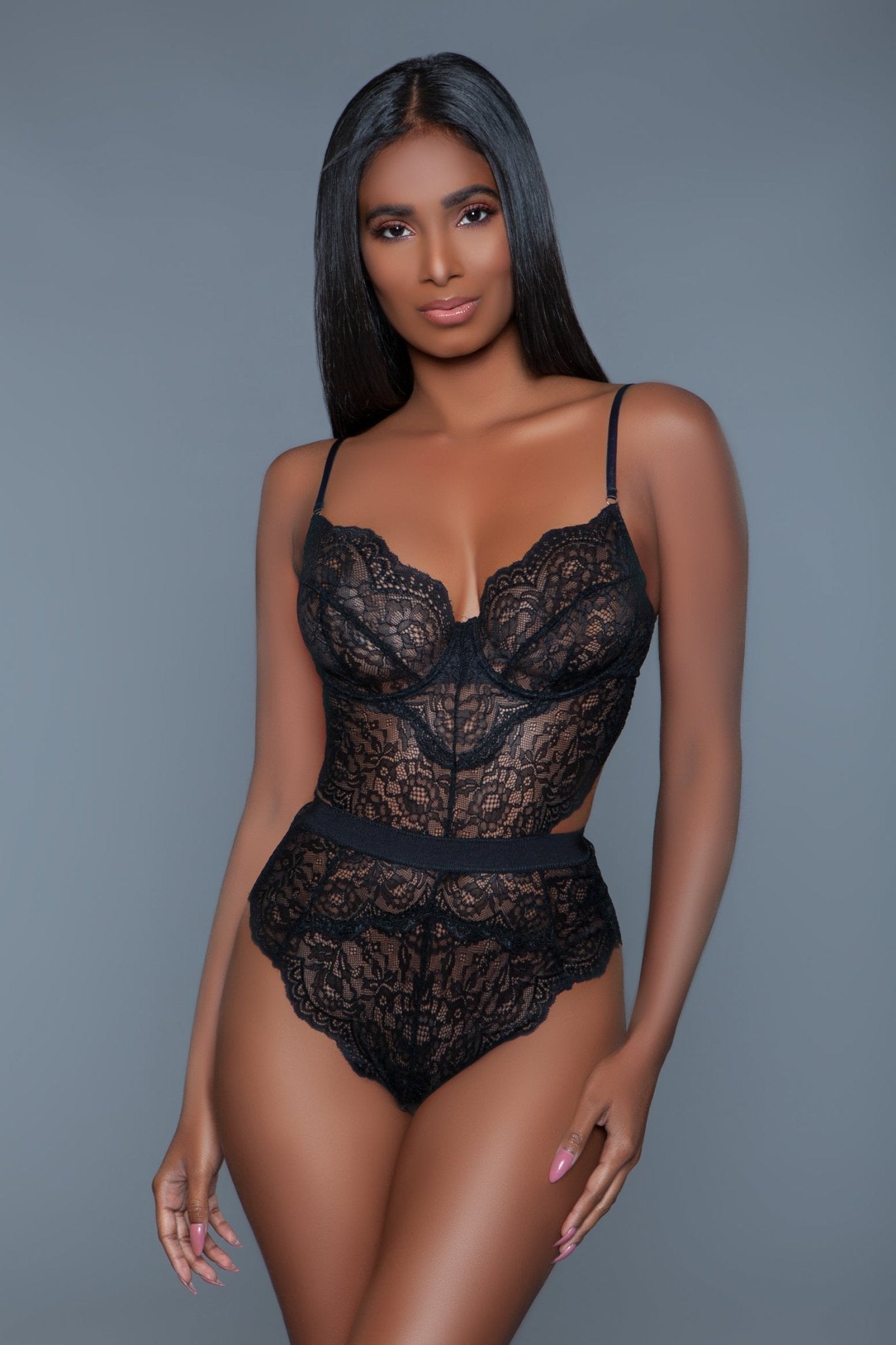 BeWicked Women's Bettany Bodysuit - Sexy Lingerie Bodysuit for Women, Stretch Lace Teddy with Adjustable Straps (Black, 2014 Collection) | Perfect for Valentine's Day, Date Night & Boudoir Photography