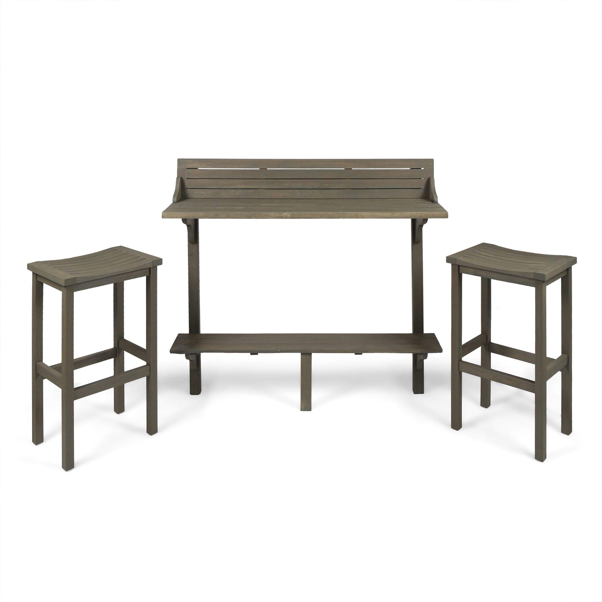 3-Piece Gray Traditional Outdoor Patio Bar Set - 49.75