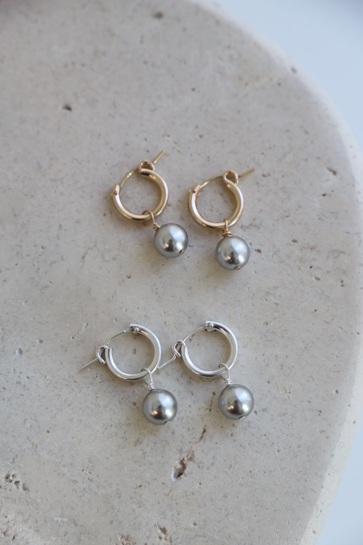 Metallic Silver Pearl and Hoop Earrings for Women - Elegant Dangle Drop Earrings for Party, Wedding & Everyday Wear