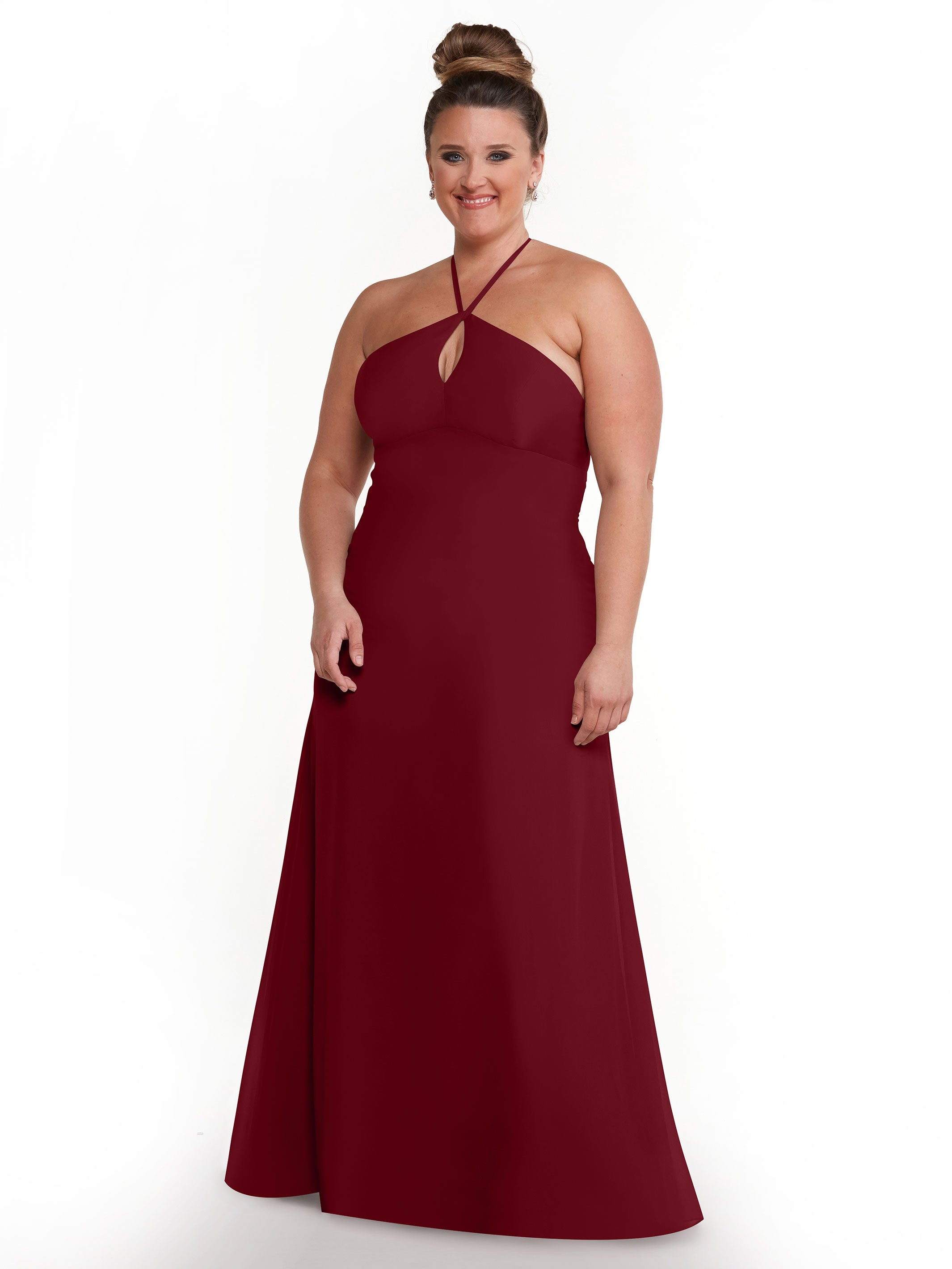 Elegant A-Line Chiffon Bridesmaid Dress with Keyhole Halter Neckline - Perfect for Weddings, Formal Events & Special Occasions