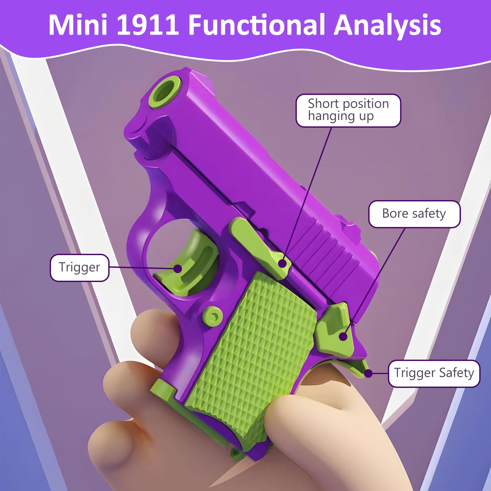**3 Pack Fidget Toy Gun 1911 - Shell Ejecting Gravity Pistol for Stress Relief, Anxiety, Autism & Kids | 3D Printed Sensory Toys for Office, School & Travel Gifts**