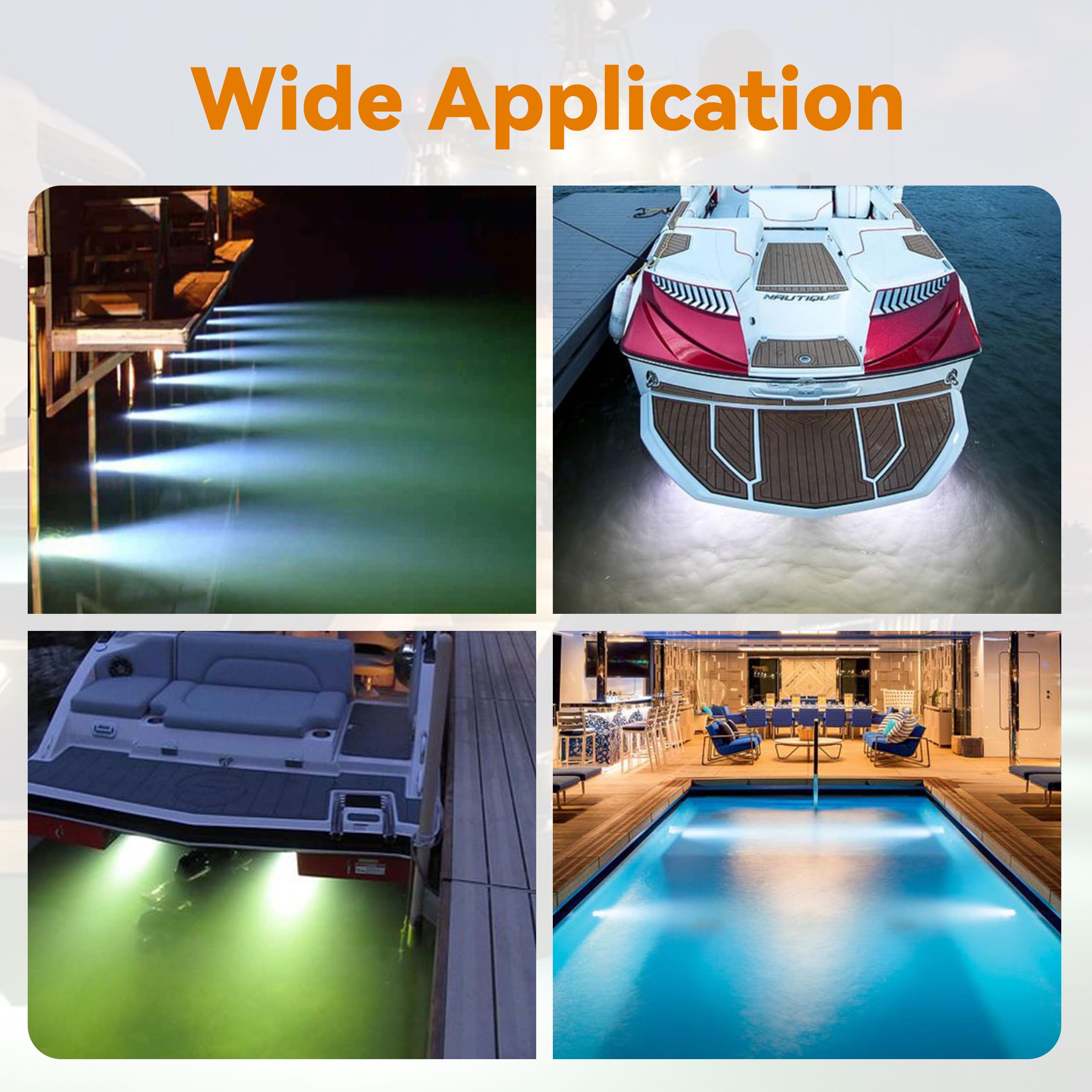 4.6in Underwater LED Boat Lights - IP68 Waterproof Marine Lighting 1800LM 316 Stainless Steel - Perfect for Transom, Pool, Deck & Interior Boat Lighting (Great for Night Fishing, Docking & Underwater Illumination)