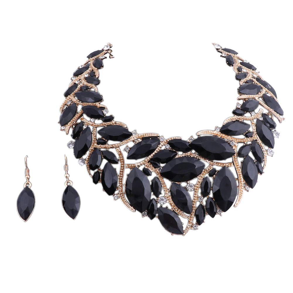 African Beads Jewelry Set for Women - Crystal Statement Necklace & Earrings Bridal Jewelry Set | Perfect for Weddings, Parties & Special Occasions
