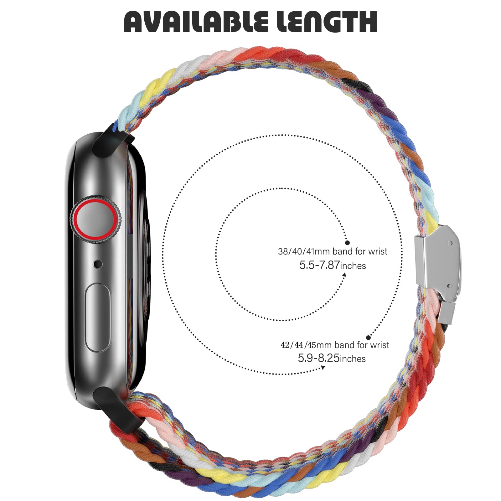 Braided Nylon Apple Watch Bands for Series 9/8/7/6/5/4/3/2/SE/Ultra/Ultra 2 - Adjustable Breathable Strap for 38mm 40mm 41mm 42mm 44mm 45mm 49mm - Comfortable Replacement Wristband for Men & Women | Perfect for Workouts, Running & Daily Wear