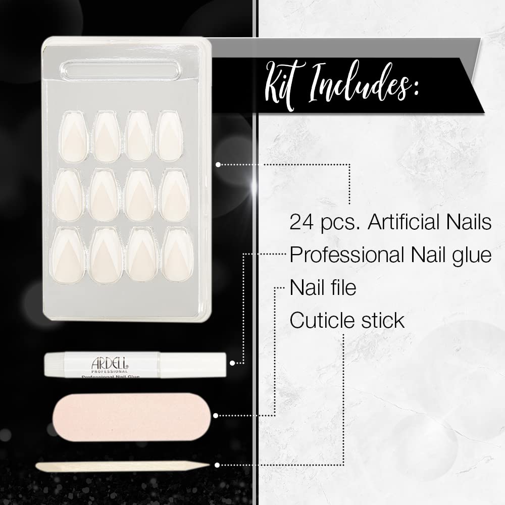 Ardell Nail Addict Artificial Nail Set - Modern French Style Press On Nails for Women | Perfect for Parties, Weddings & Special Occasions