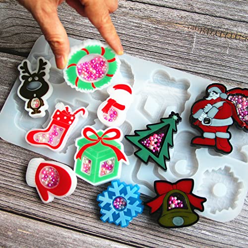 Christmas Resin Shaker Molds - Epoxy Quicksand Silicone Molds for Crystal Pendants, Jewelry & Keychains - DIY Holiday Decorations & Handmade Gifts (Perfect for Christmas Crafts, DIY Jewelry Making & Unique Gift Ideas)