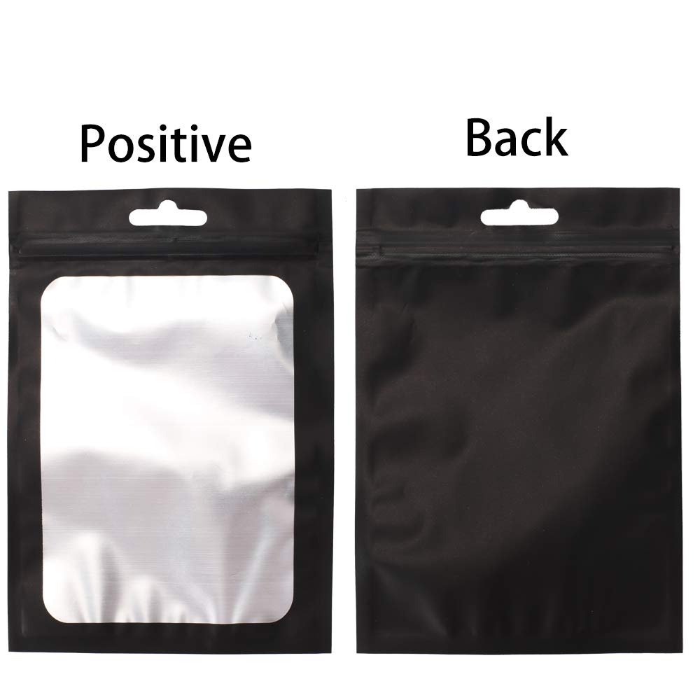 100 Pack Smell Proof Mylar Bags with Resealable Zipper & Clear Window - Airtight Food Storage Bags for Coffee Beans, Herbs, Snacks - Perfect for Kitchen Pantry Organization & Travel Snack Storage
