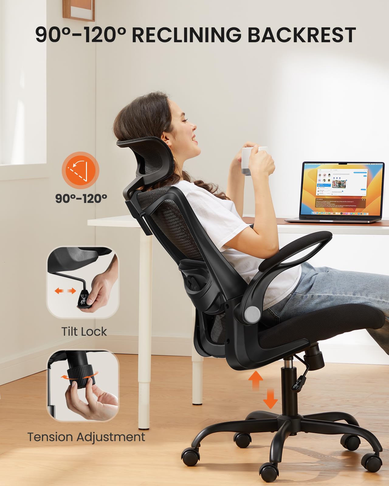 ErGear Ergonomic Office Chair - High Back Mesh Desk Chair with Adjustable Lumbar Support & Headrest, Swivel Computer Chair for Home Office, Gaming, and Work - Perfect for Long Hours Sitting, Back Pain Relief, and Productivity Boost (Black)