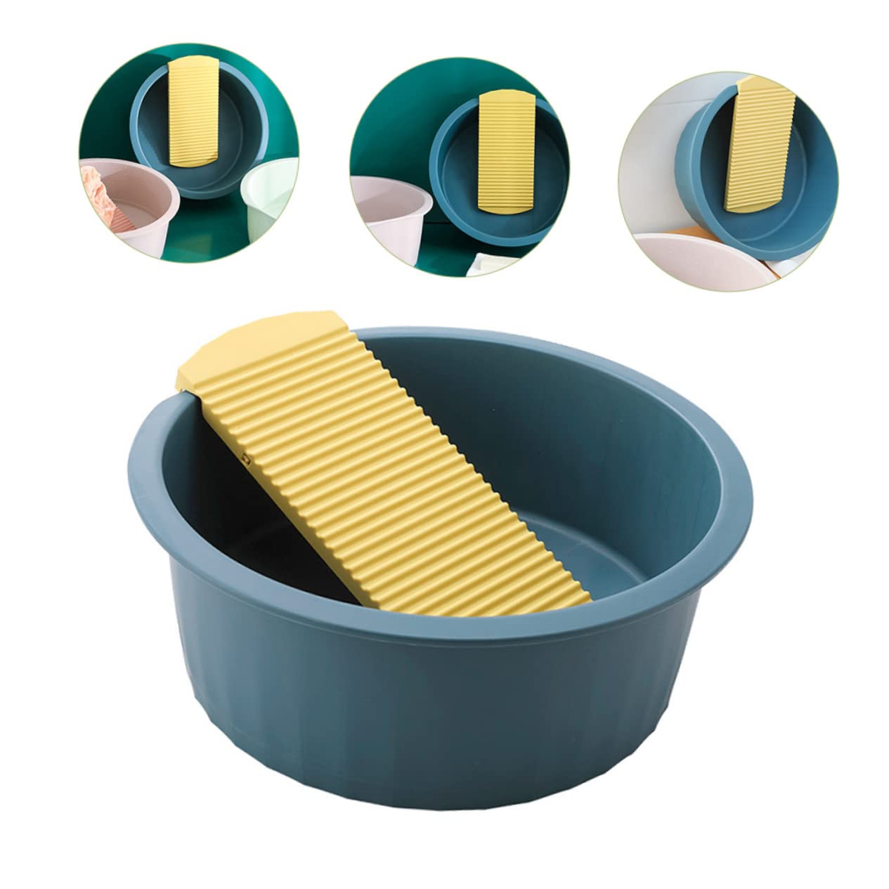 SOLUSTRE Portable Hand Washing Tub with Washboard - Compact Travel Laundry Basin for Underwear, Socks & Small Clothes - Durable PP Material for Camping, Dorms & RV Trips