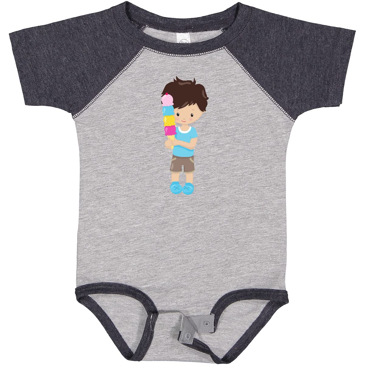 Inktastic Boy with Ice Cream Brown Hair Baby Bodysuit - Soft Cotton Infant Onesie for Summer Outings & Photo Shoots