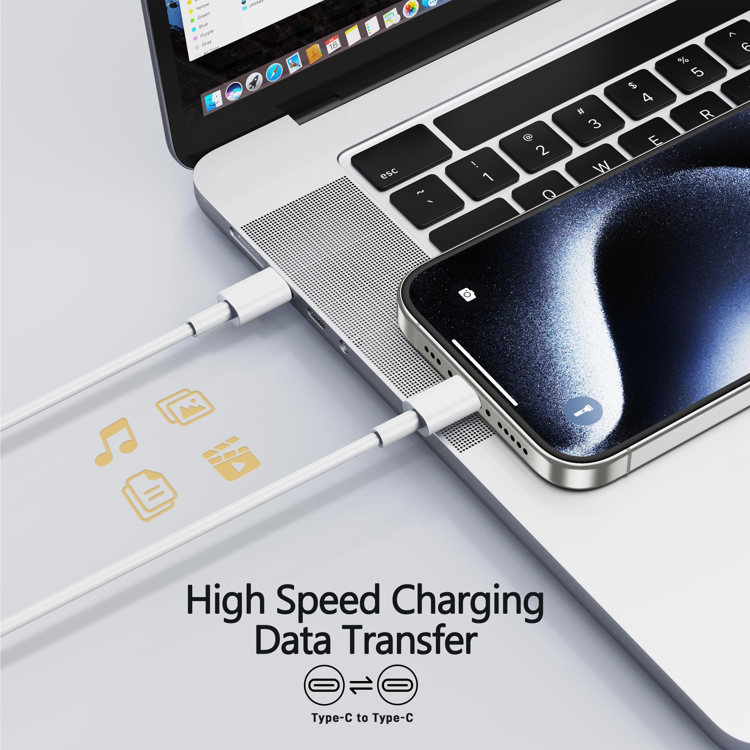 2-Pack 6.6ft USB C Fast Charging Cable with 20W USB C Wall Charger Block - Compatible with iPhone 16/15 Pro Max/15 Series, iPad Pro 12.9/11 inch, Google Pixel 8/7/6 - Fast Charging for Home, Office & Travel