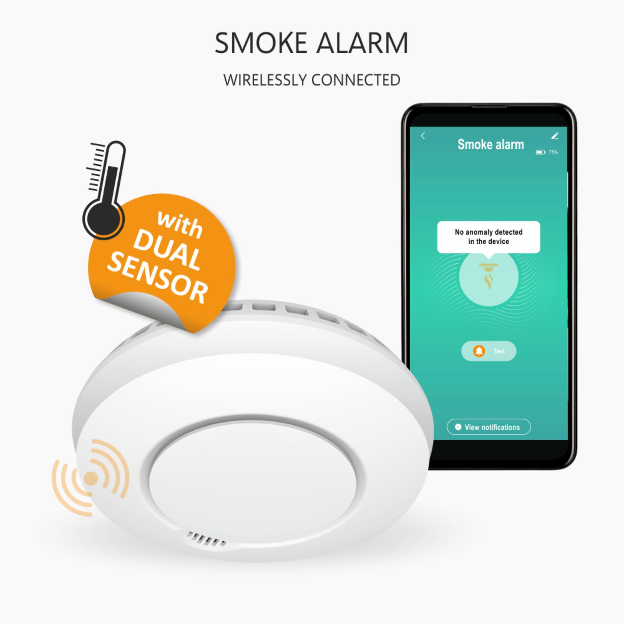 ELRO Connects SF500S - Complete Wireless Smoke Detector Kit with K2 Connector + 3 Smoke Alarms - Smartphone Alerts - EN14604 Certified - Ideal for Home & Office Safety Protection