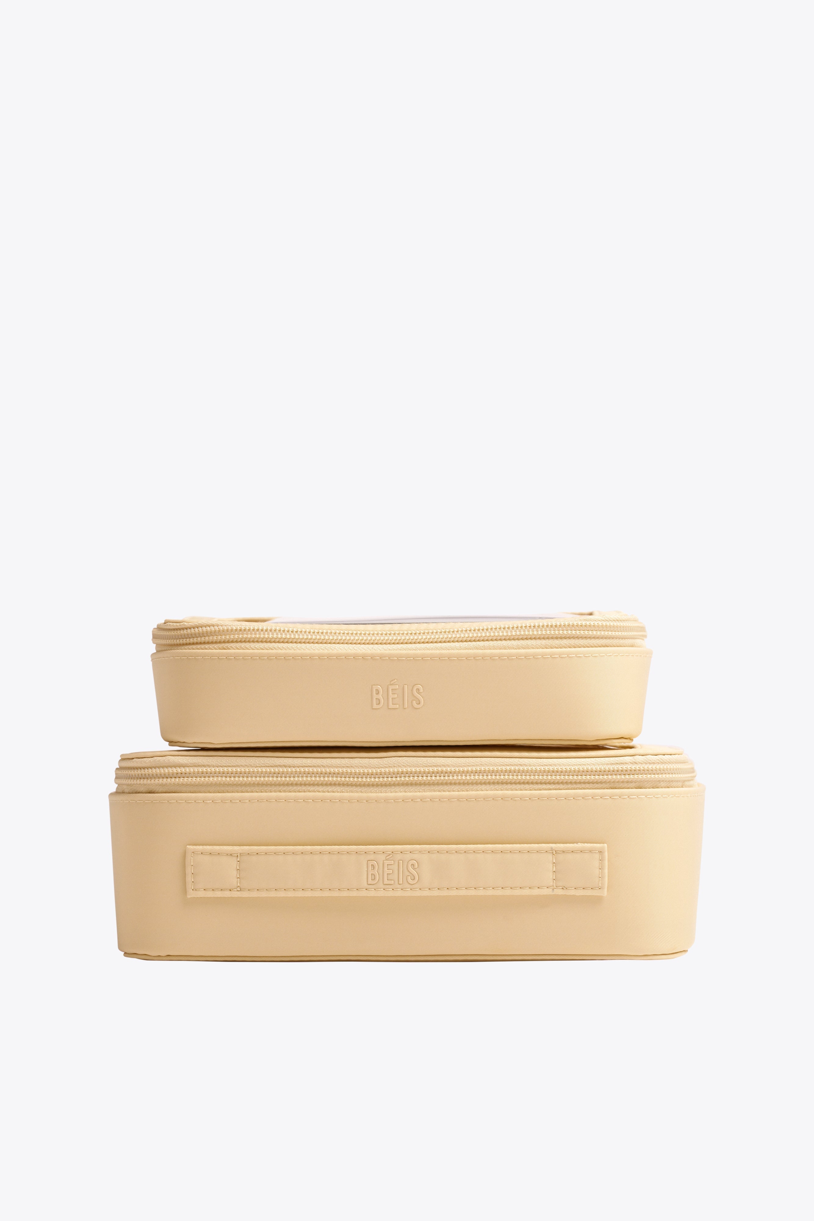 Travel-Friendly Beige Cosmetic Set for Airplane & On-the-Go Makeup Touch Ups | TSA Approved Toiletry Bag for Women