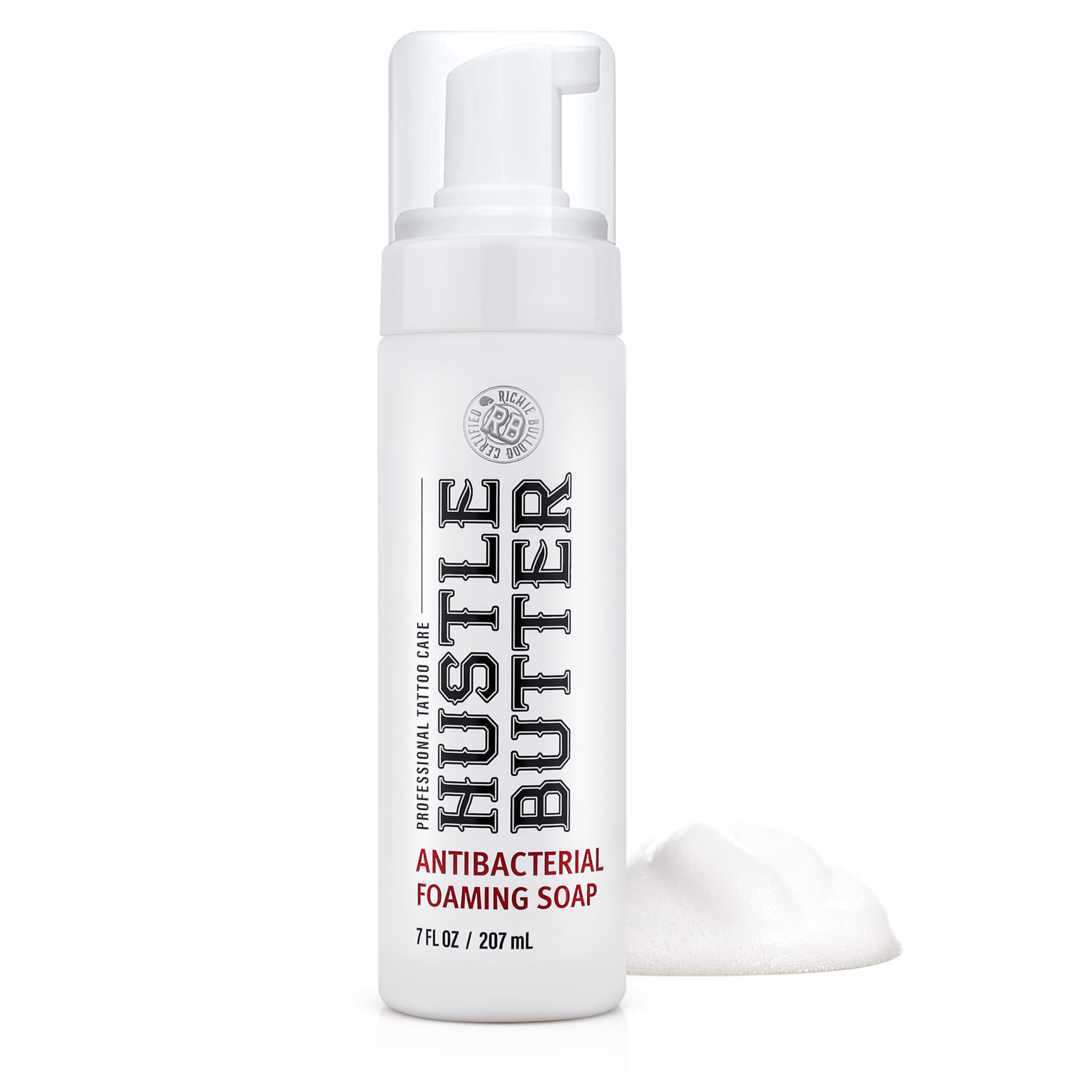 Hustle Bubbles Tattoo Aftercare Soap - Antibacterial Cleanser for New Tattoos & Piercings - 7oz Essential Tattoo Supplies - Perfect for Post-Tattoo Healing & Body Art Maintenance