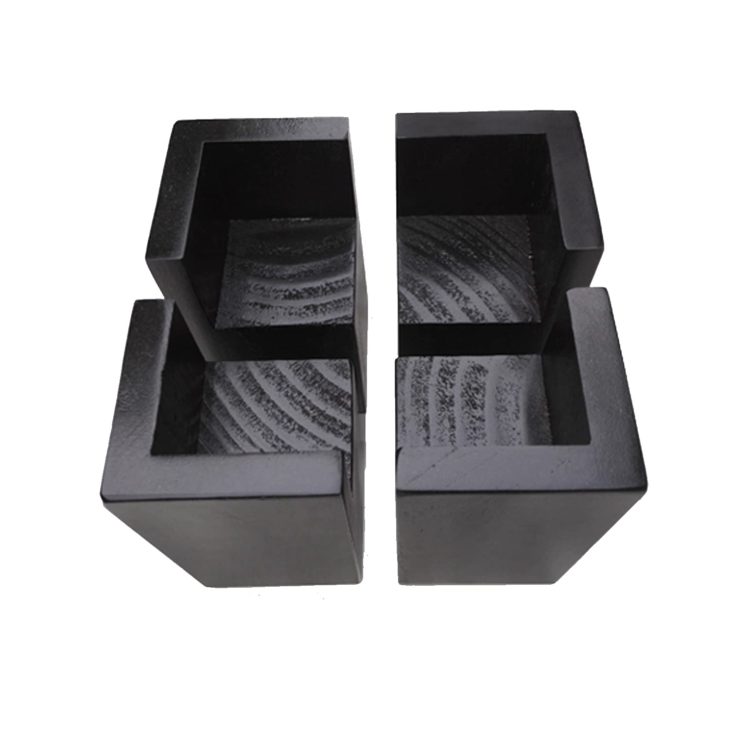 4pcs Wooden Bed Risers - Solid Pine Furniture Risers, Square Black Bed Lifts for Sofa, Couch, Table, Chair & Desk - Natural Wood Furniture Legs (10x10x5cm) - Perfect for Adjusting Height & Leveling Uneven Furniture in Bedroom, Living Room or Office