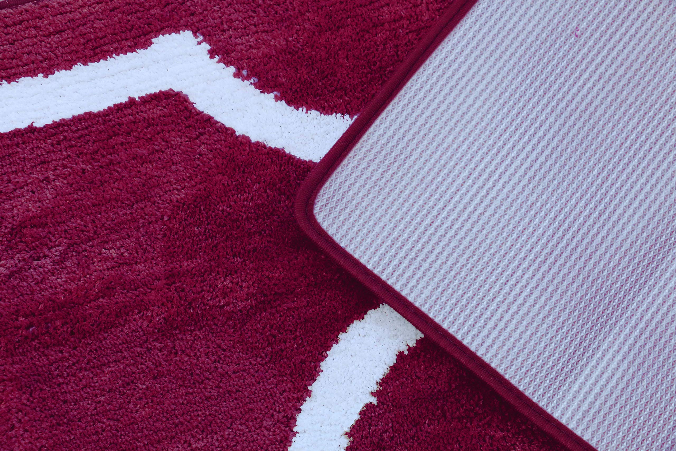 Premium 2-Piece Modern Microfiber Bathroom Rug Set with Non-Slip PVC Backing - Soft & Absorbent - Burgundy Luxury Bath Mat for Bathroom, Shower & Vanity Areas