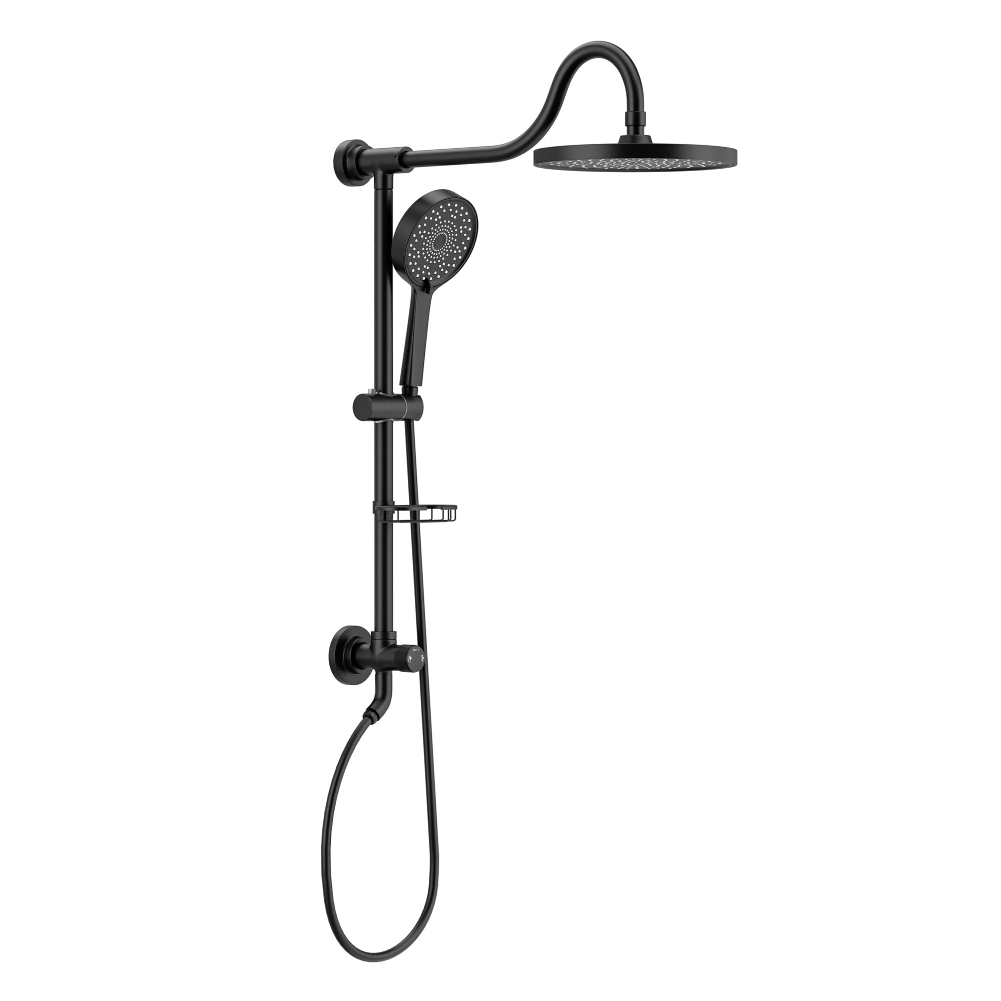 Tearel 9 Inch Rainfall Shower Head and Handheld Shower Combo with Adjustable Slide Bar - Matte Black Finish for Luxurious Spa-Like Bathroom Experience