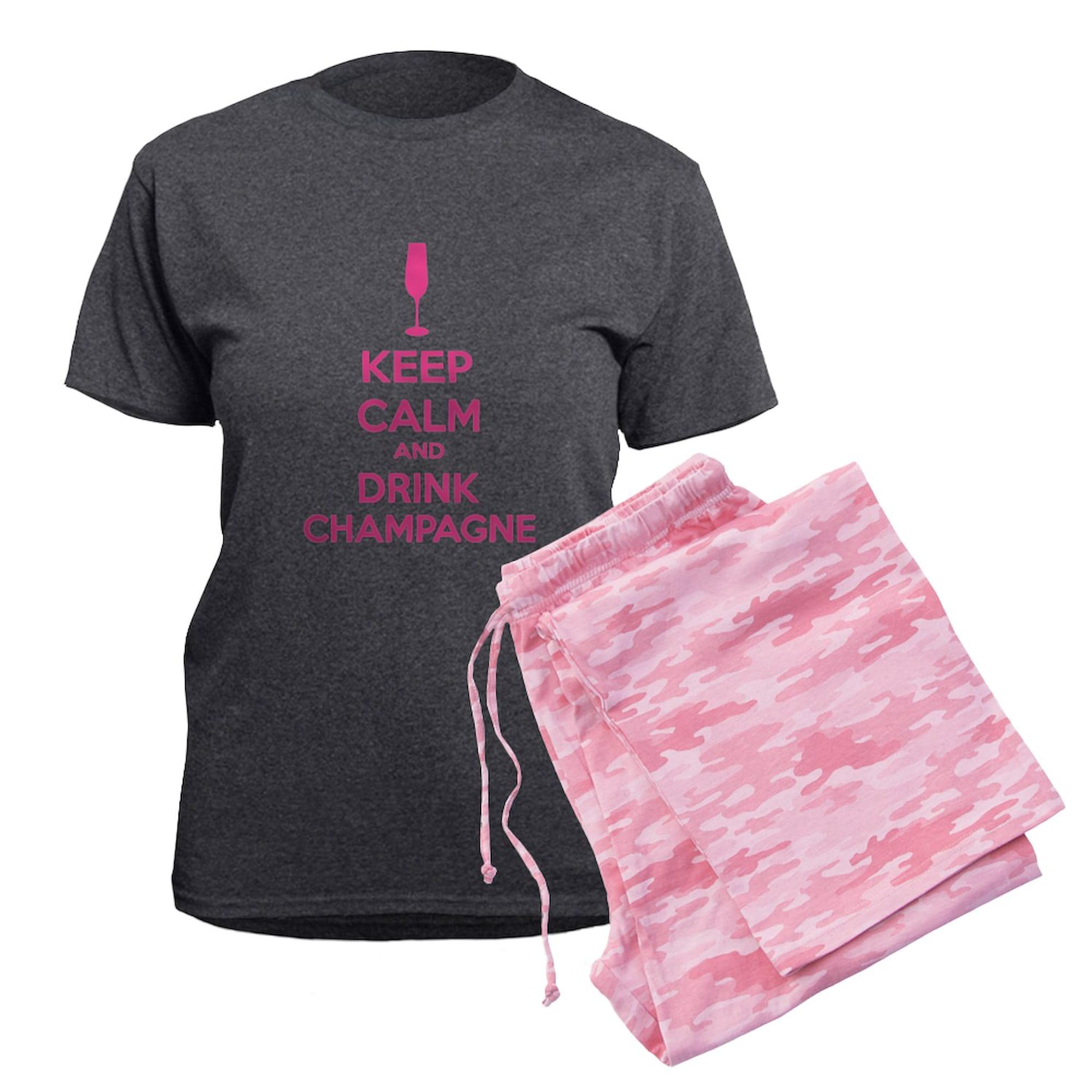 Keep Calm And Drink Champagne Women's Charcoal Pajama Set - Comfortable Sleepwear for Relaxing at Home, Bachelorette Parties & Girls Night In