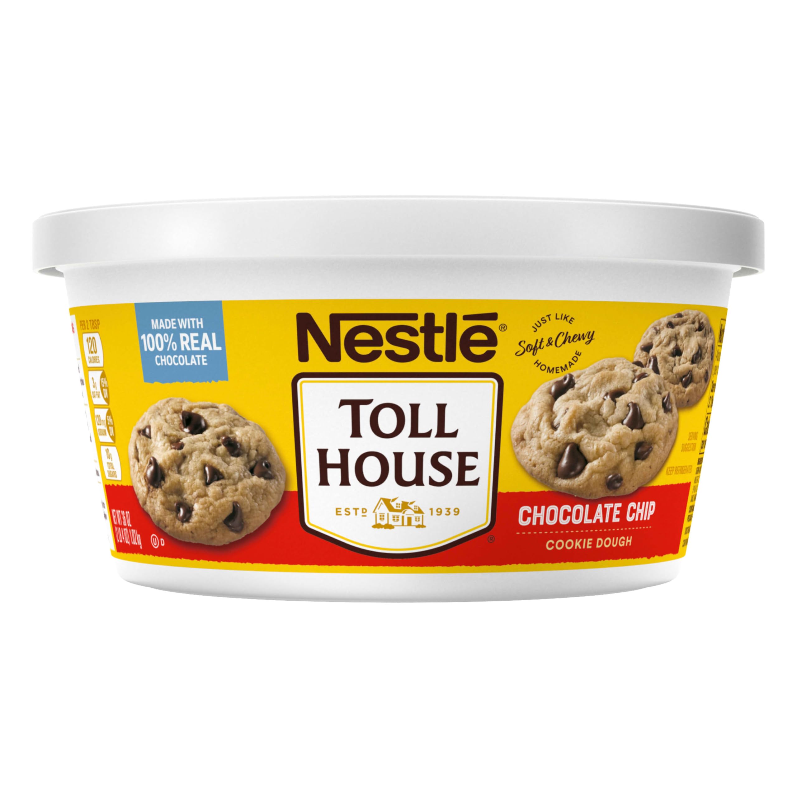 Nestle Toll House Chocolate Chip Cookie Dough - Ready to Bake, 16 oz - Perfect for Family Baking, Parties & Holiday Treats
