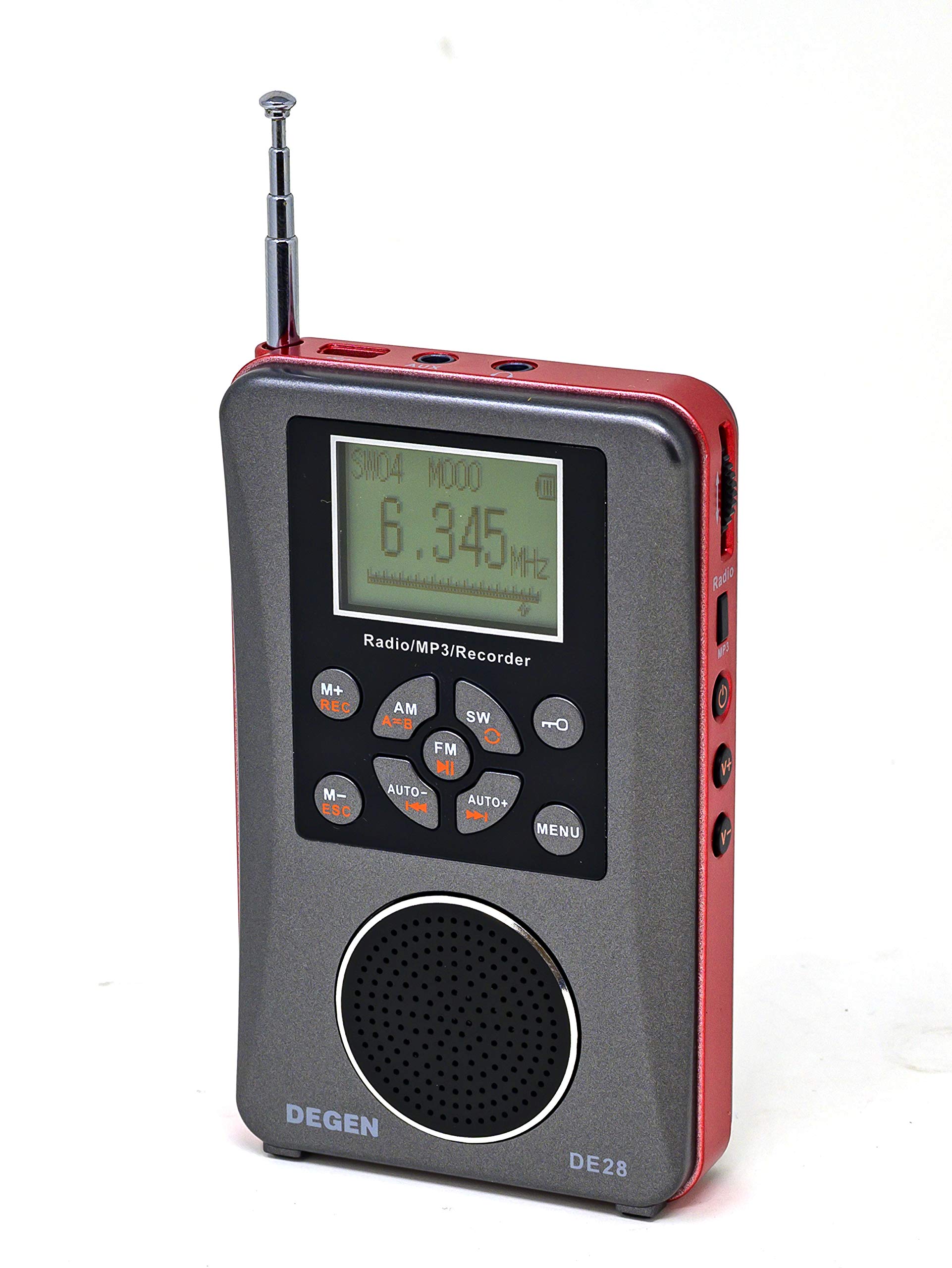 DEGEN DE28 Portable 3-in-1 AM/FM/SW Radio with MP3 Player, Voice Recorder & Micro SD/TF Card Reader - Perfect for Emergency, Outdoor Adventures & Home Use