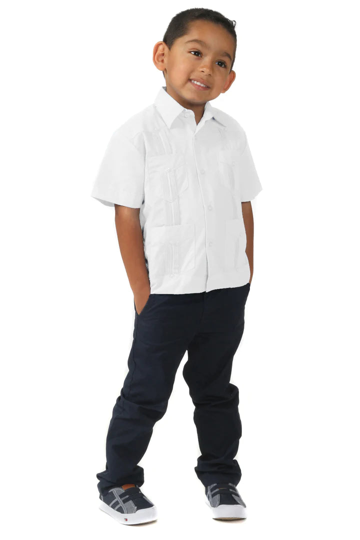 Boys Guayabera Shirt (2847) - Stylish Mexican Traditional Shirt for Kids - Perfect for Parties, Weddings & Summer Outfits