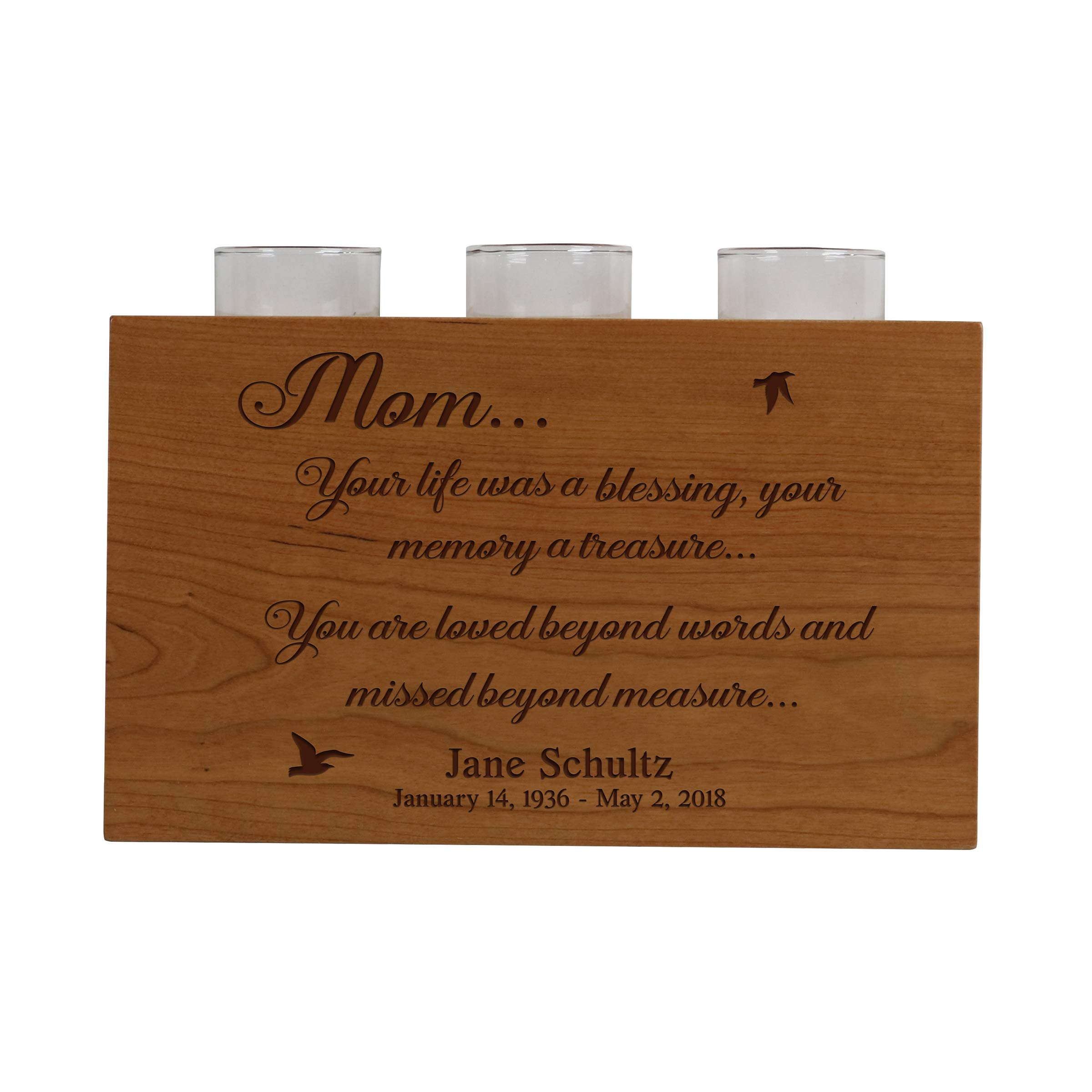 Personalized Wooden Votive Candle Holder & Urn for Human Ashes - Engraved Bereavement Gift for Loss of Loved One - Sympathy Home Decor (10”x6”x4”, Holds 92 cu.in) - Perfect for Memorial Services, Funeral Homes & Comforting Grieving Families
