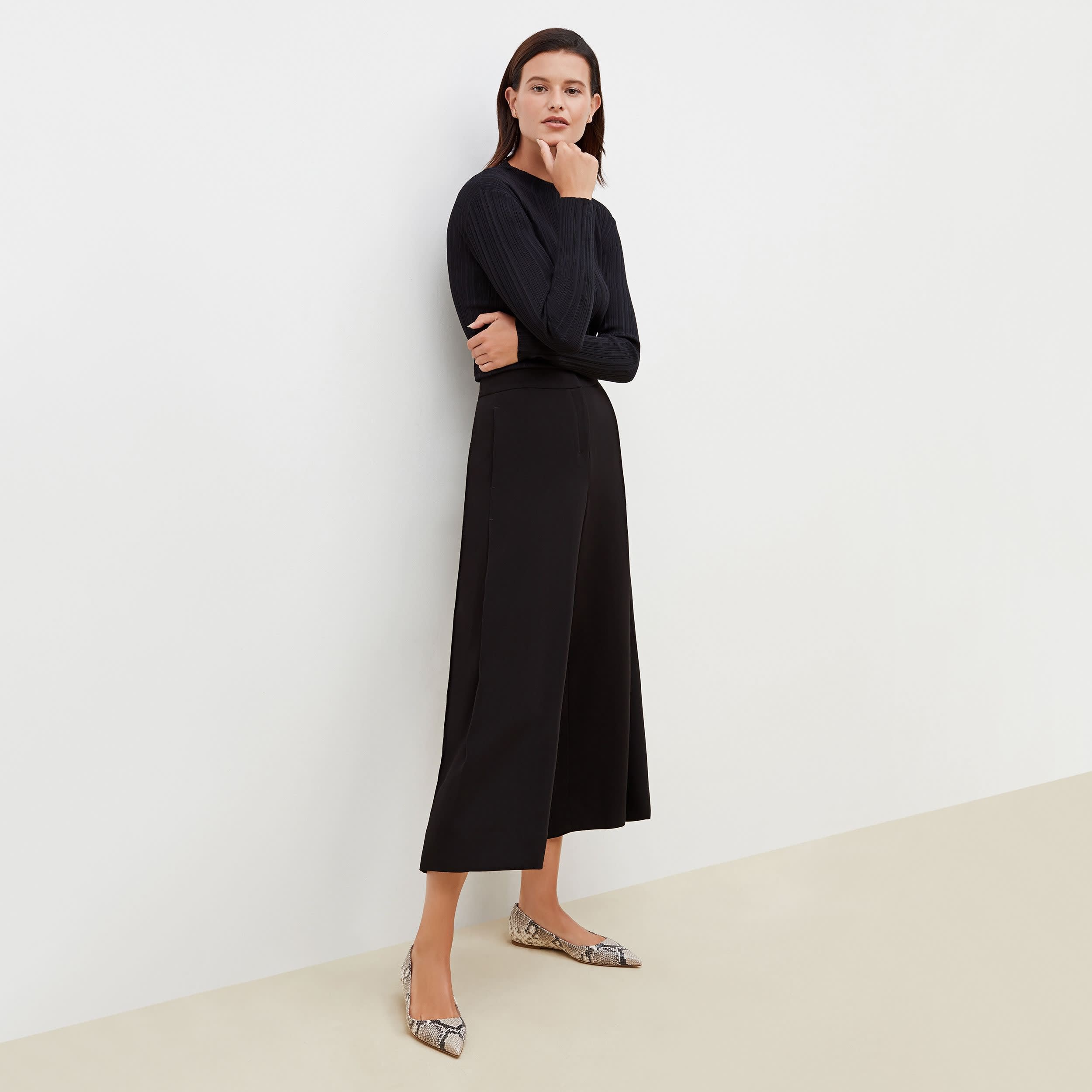 Eco-Friendly Soft Wave Culottes for Women - Comfortable & Stylish Black High Waist Palazzo Pants - Perfect for Casual Wear, Office & Travel
