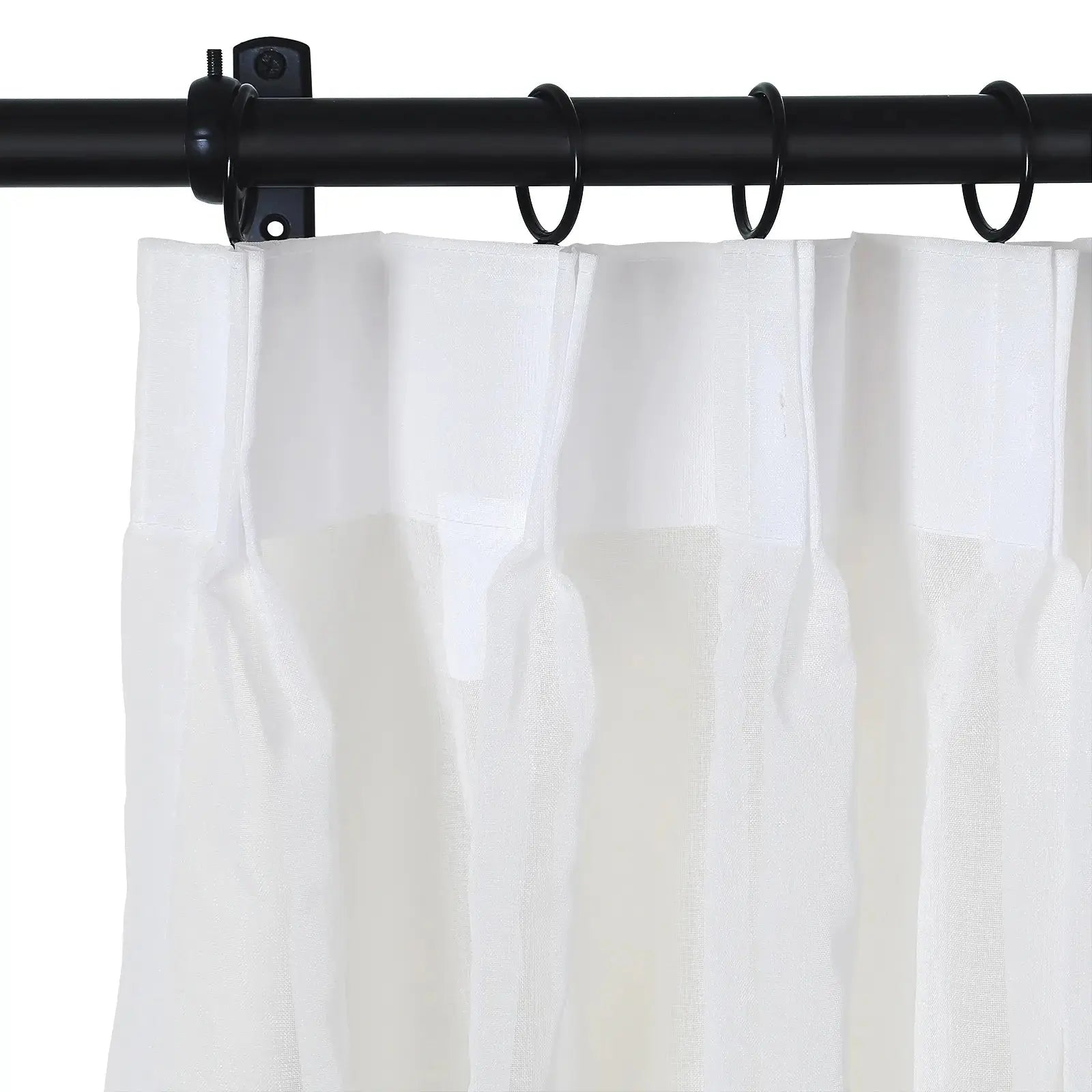 Florida Embossed White Semi-Sheer Pleated Curtains - Elegant Window Treatment for Living Room & Bedroom