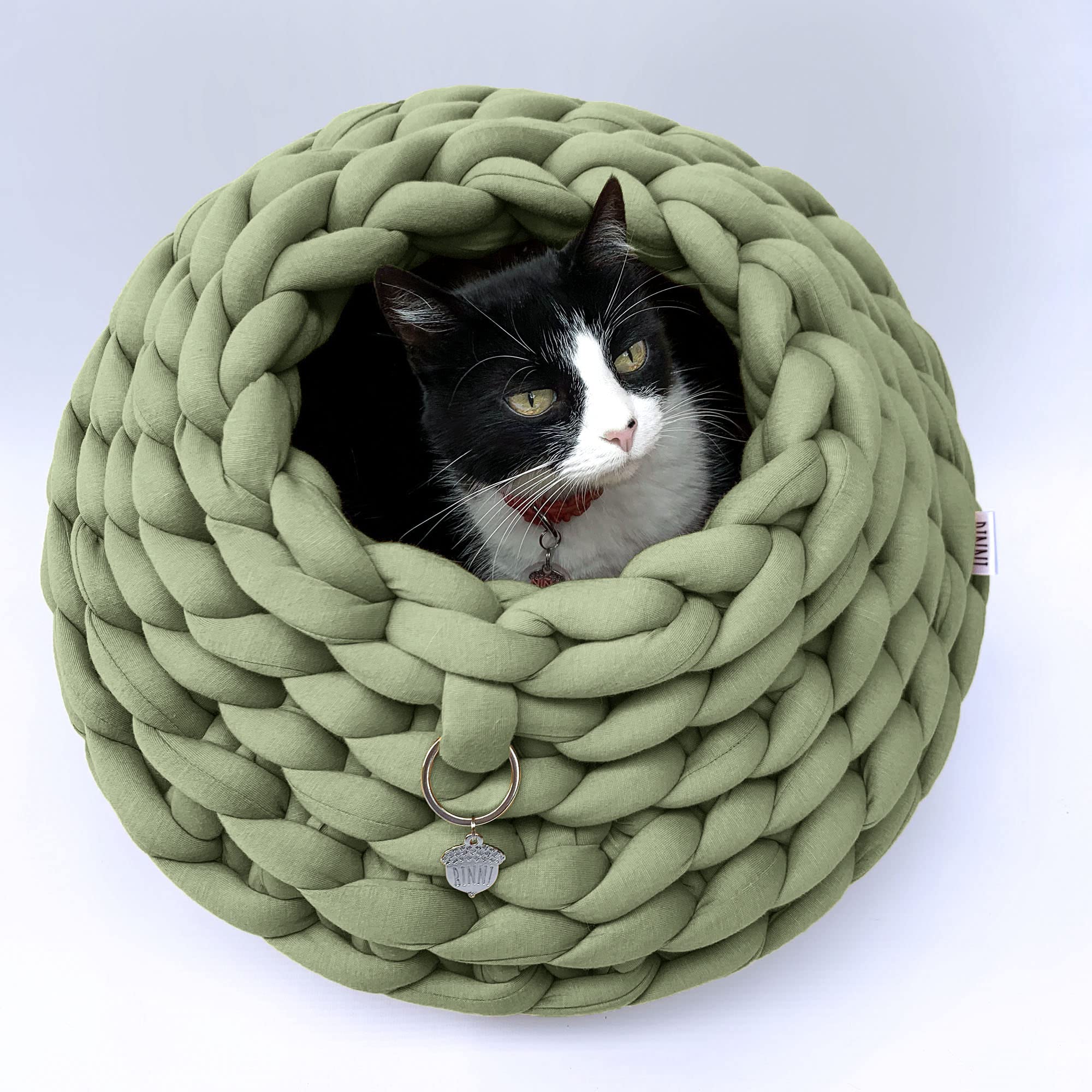 Premium Handmade Cat Bed Cave - Cozy & Washable Pet Bed for Cats, Kittens & Small Animals - Soft Cat House with Removable Cushion (Beige) - Perfect for Indoor Napping, Warm Winter Shelter & Stress Relief
