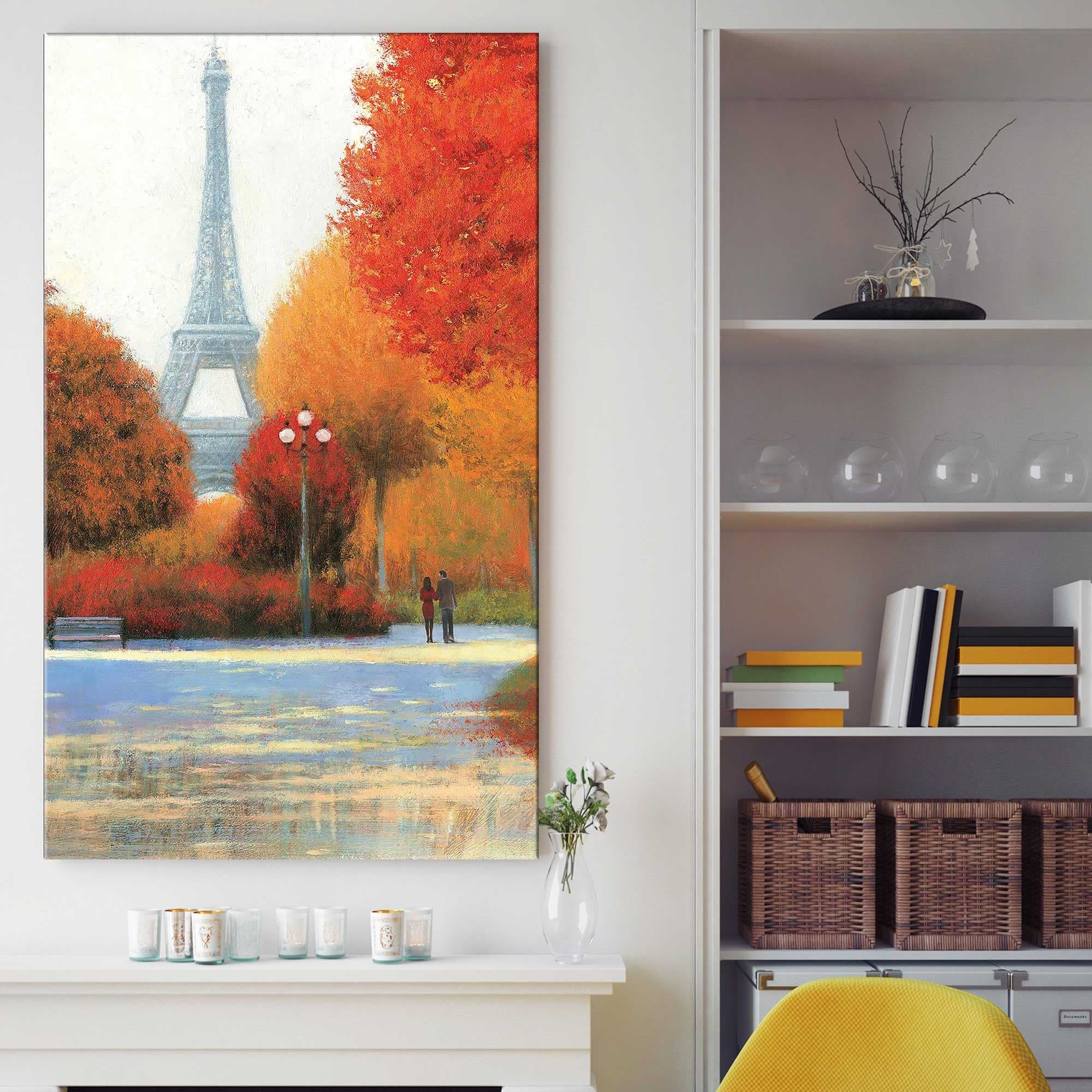 Autumn in Paris Couple Canvas Print - Romantic Wall Art for Living Room, Bedroom & Office Decor