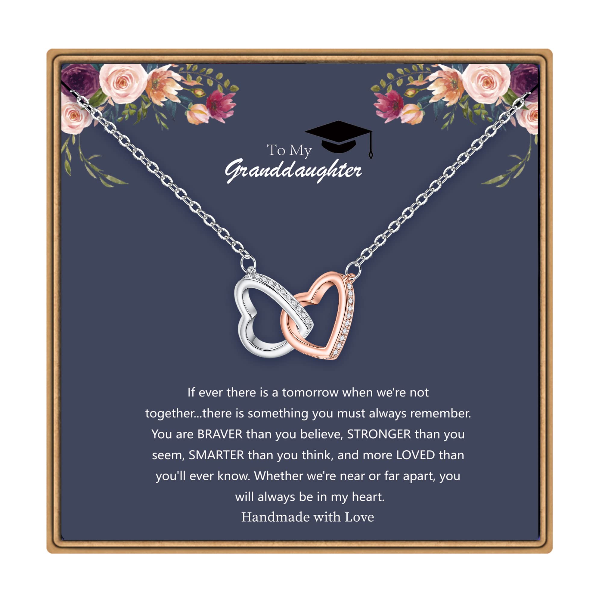 14K White Gold Plated Interlocking Hearts Necklace for Women - Elegant Graduation Gift for Her, Granddaughter, or Loved One | Perfect for Commencement, Prom, or Special Occasions
