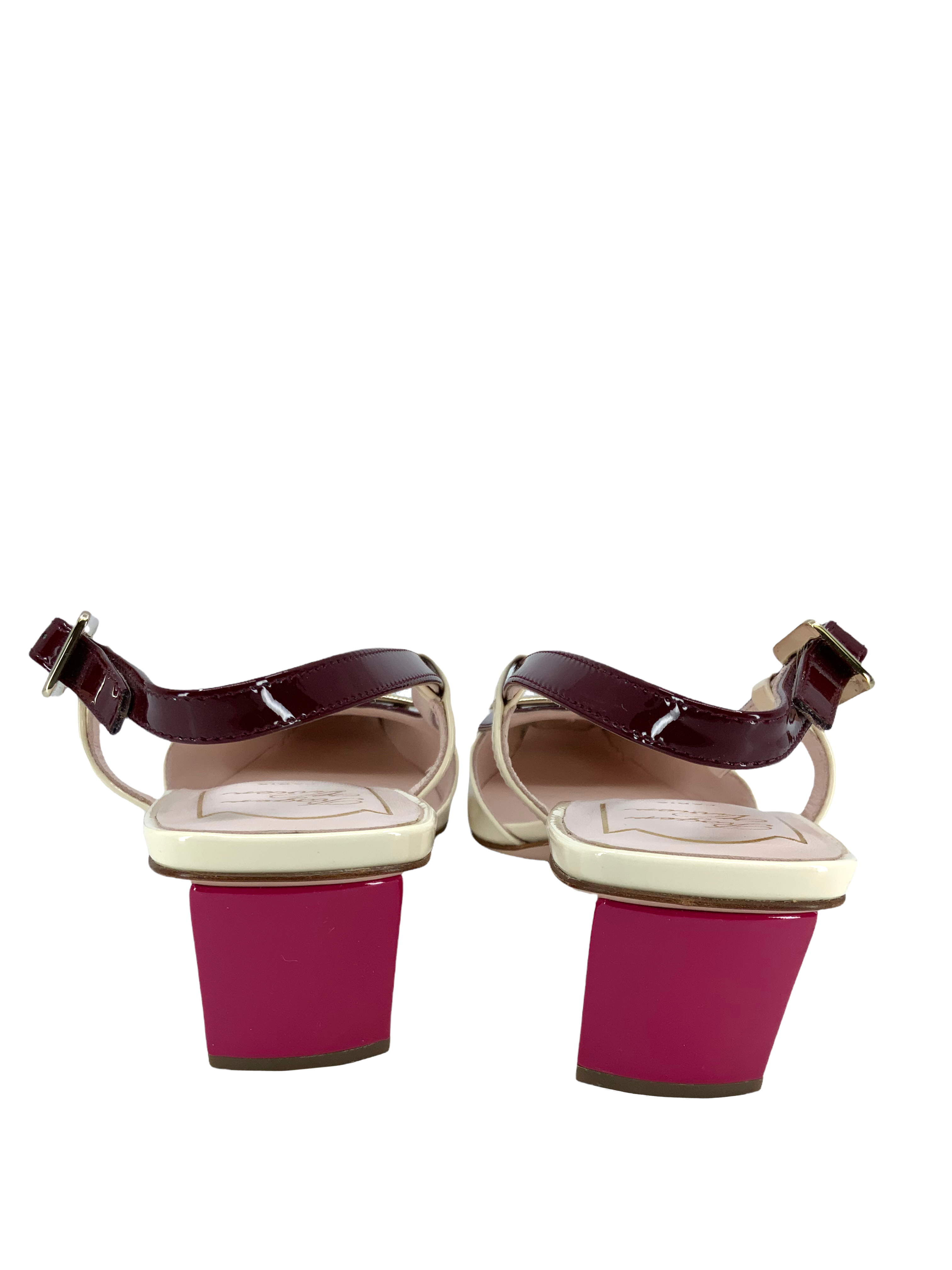 Roger Vivier Belle Vivier Patent Leather Slingback Pumps Women's Size 7.5 - Elegant Heels for Weddings, Parties & Office Wear