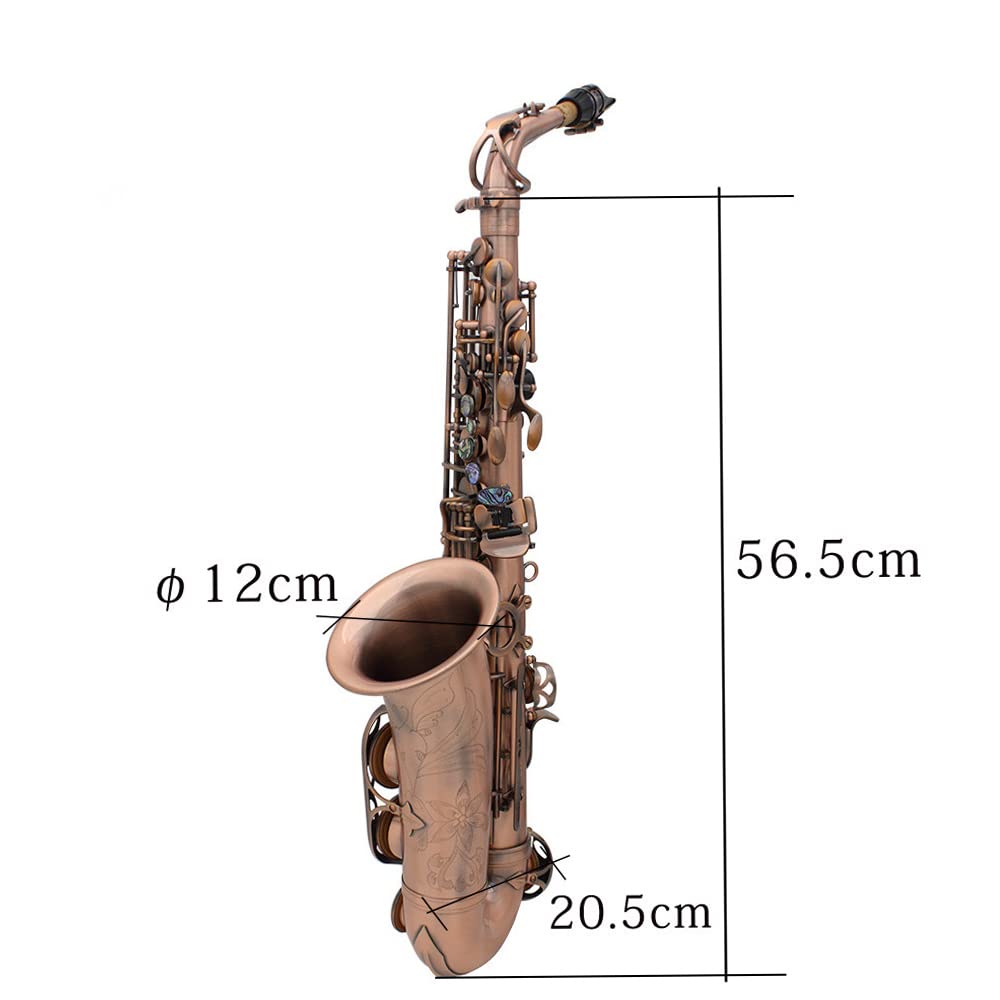 Professional Red Bronze E-flat Alto Saxophone with Abalone Shell Key Carvings - Includes Case, Gloves, Cleaning Cloth, Straps & Brush - Perfect for Jazz, Classical Music & Live Performances