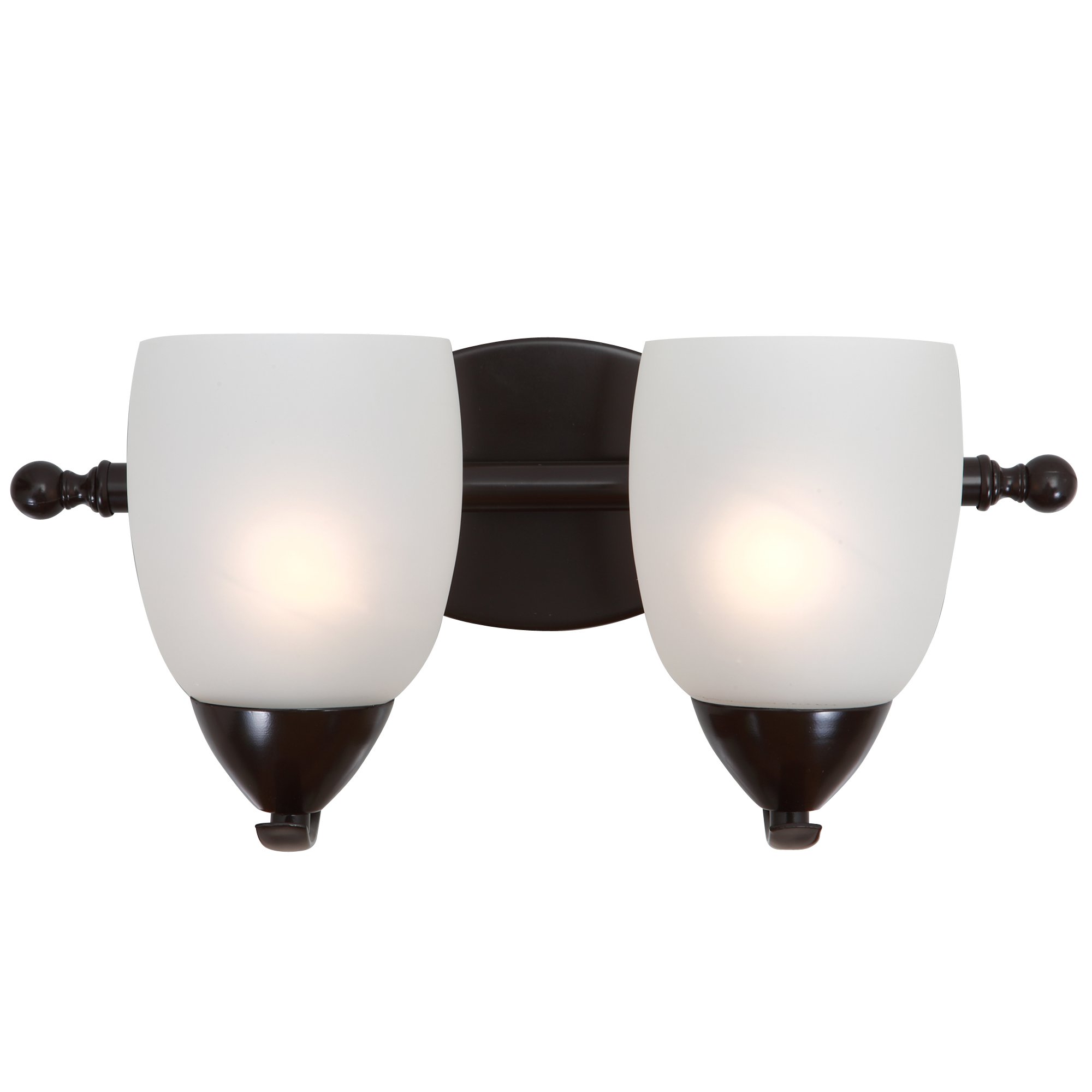 Yosemite Home Decor 1261-2V-ORB 2-Light Bathroom Vanity Light Fixture with White Etched Glass & Oil-Rubbed Bronze Finish - Perfect for Modern Bathroom, Powder Room or Dressing Area Lighting