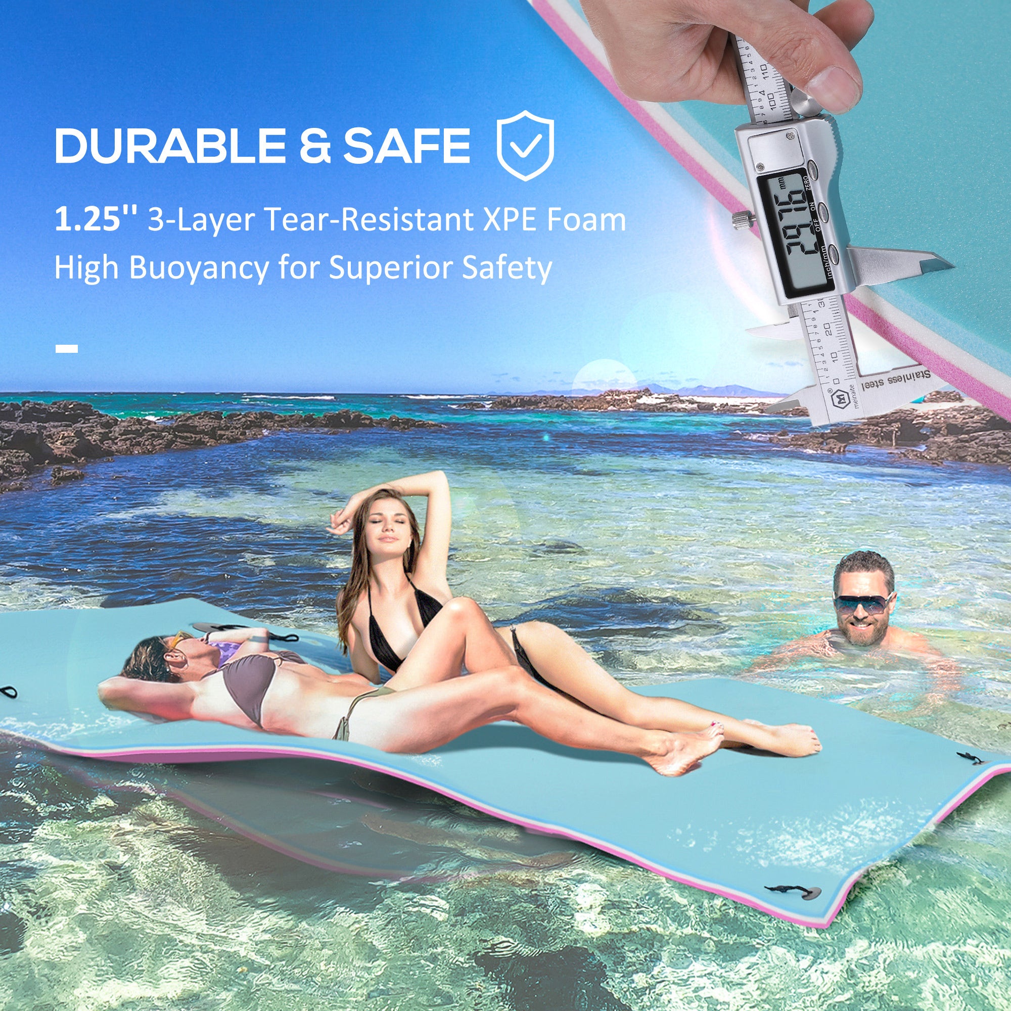 10' x 5' Floating Water Mat - 3 Layer Thick & Durable Lily Pad Pool Float for Swimming, Lakes & Oceans - Perfect for Family Fun, Relaxation & Water Activities